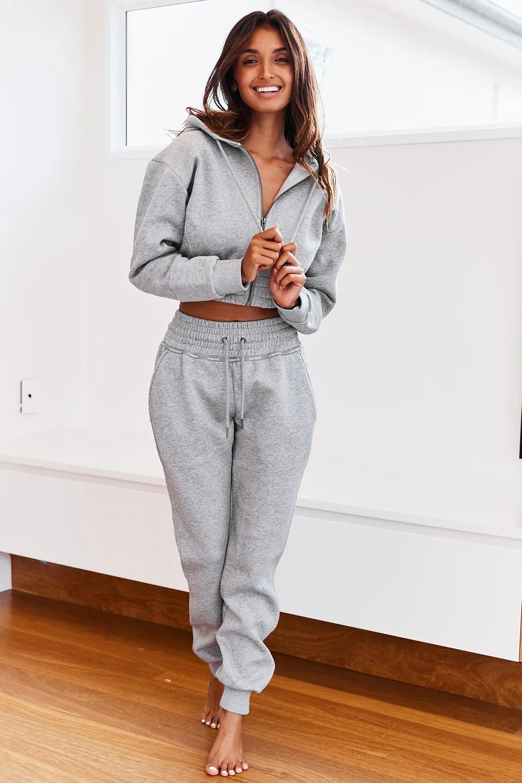 Grey High Waisted Scrunchie Joggers