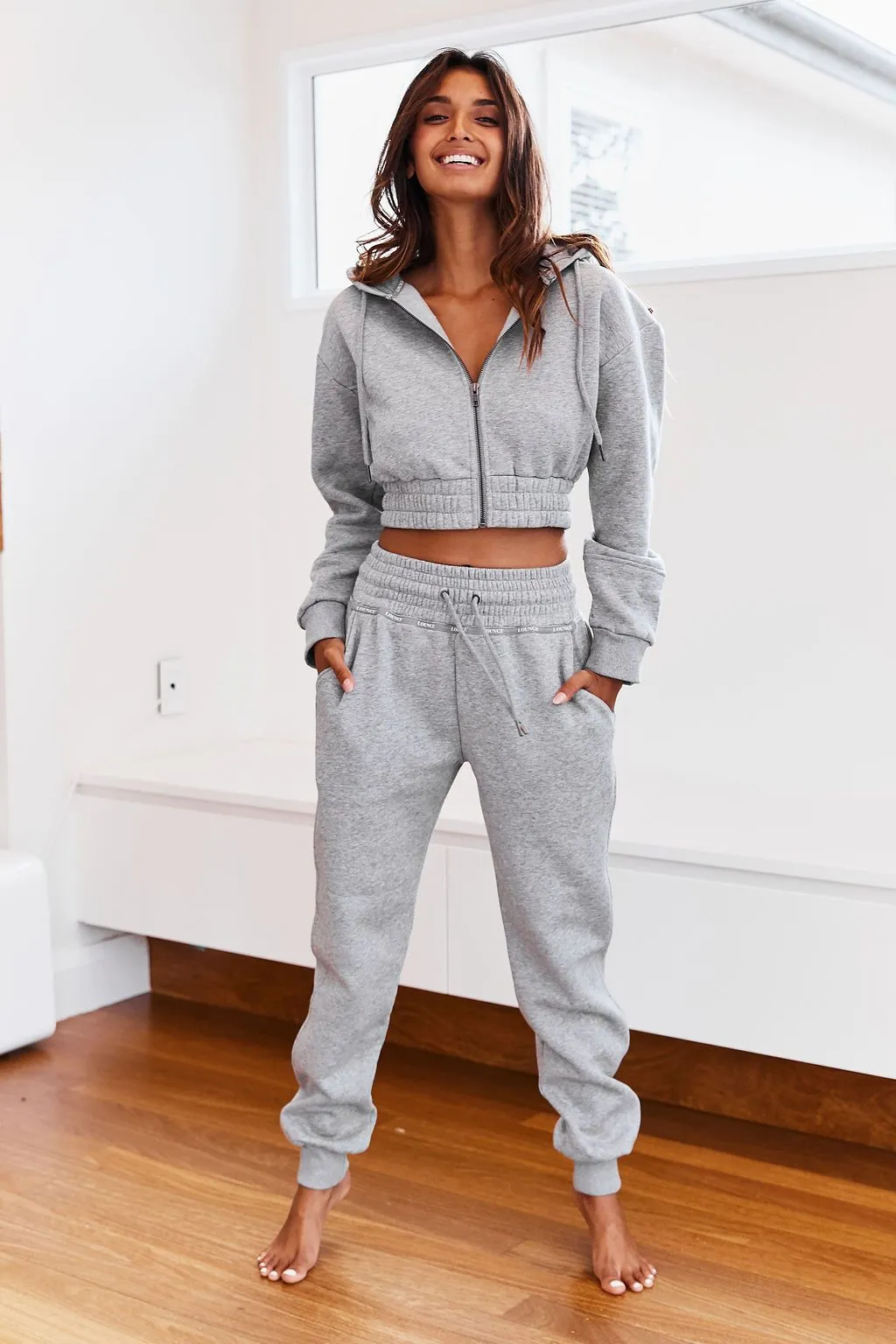 Grey High Waisted Scrunchie Joggers