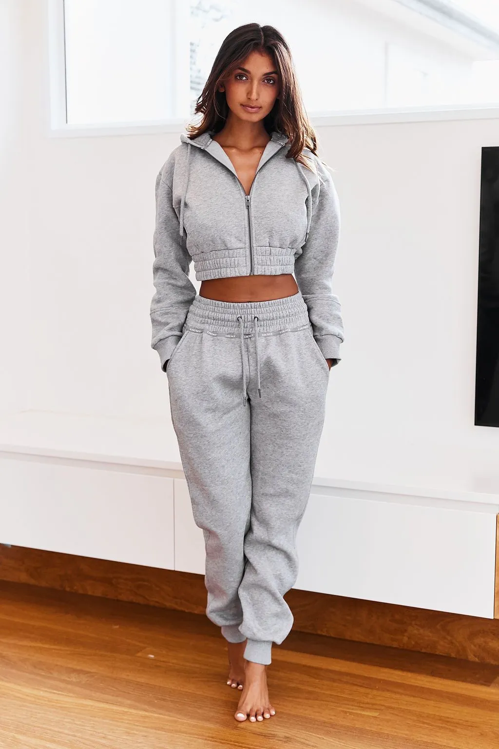 Grey High Waisted Scrunchie Joggers