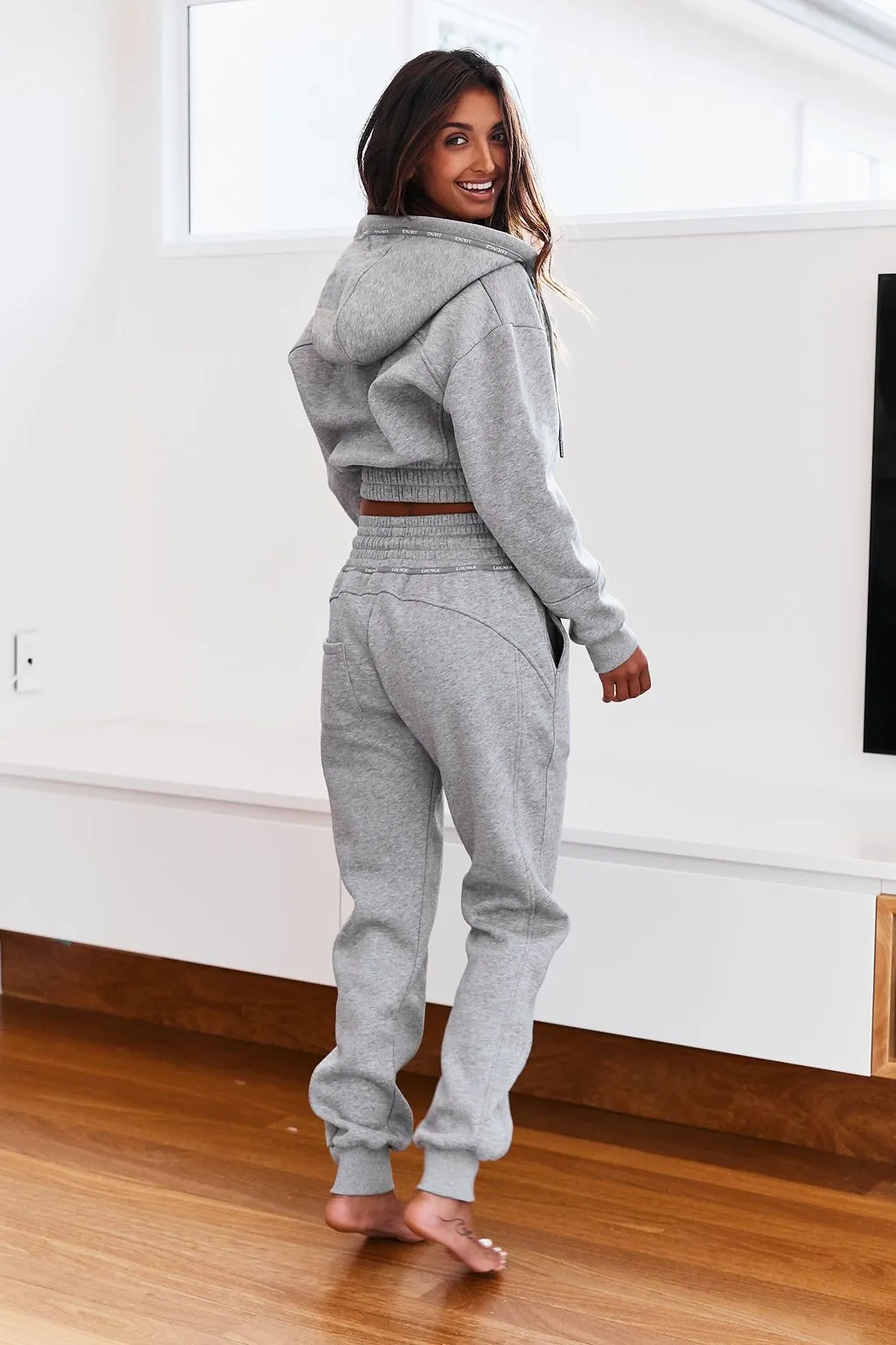 Grey High Waisted Scrunchie Joggers