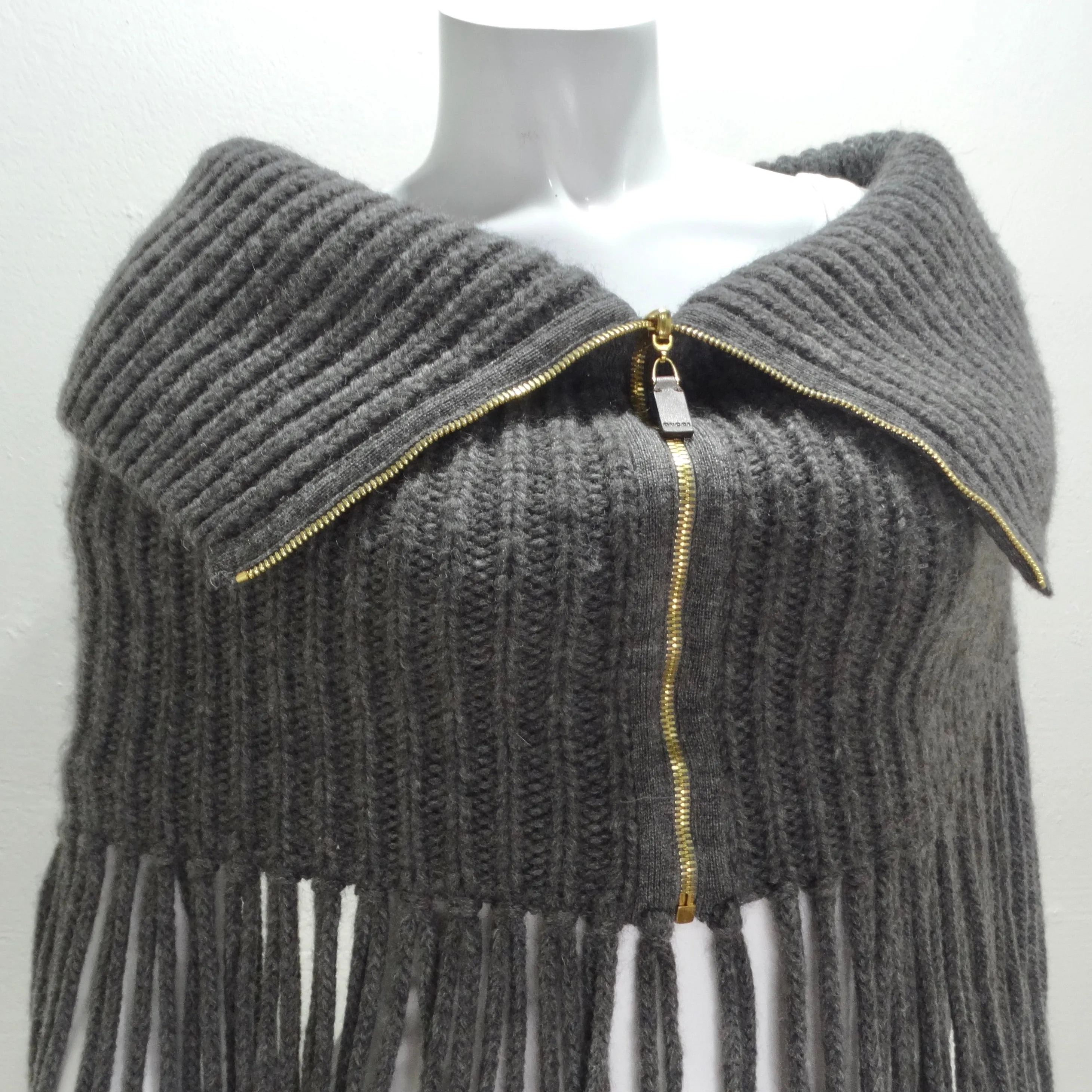 Gucci Alpaca Fringe Knit Poncho