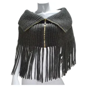 Gucci Alpaca Fringe Knit Poncho