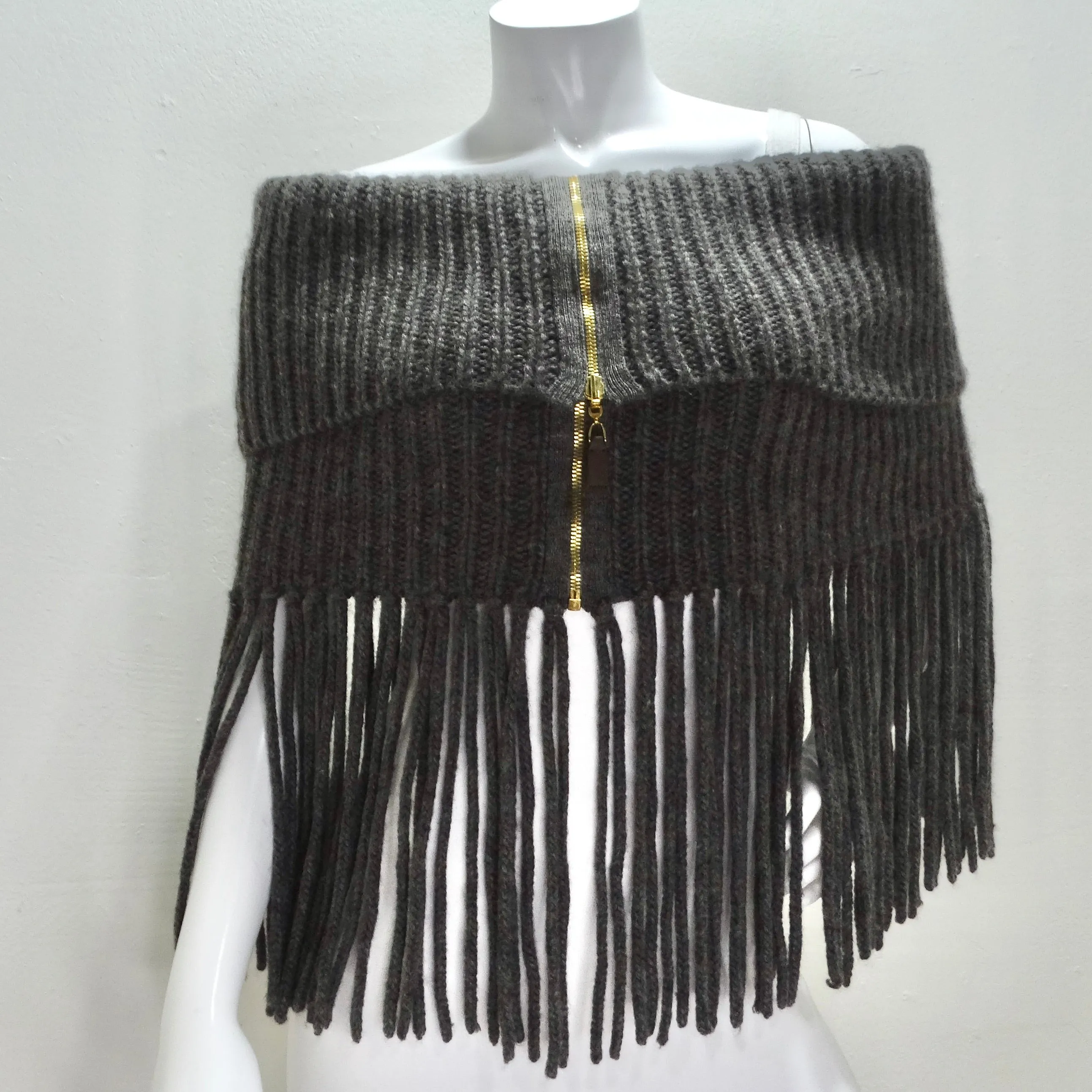 Gucci Alpaca Fringe Knit Poncho