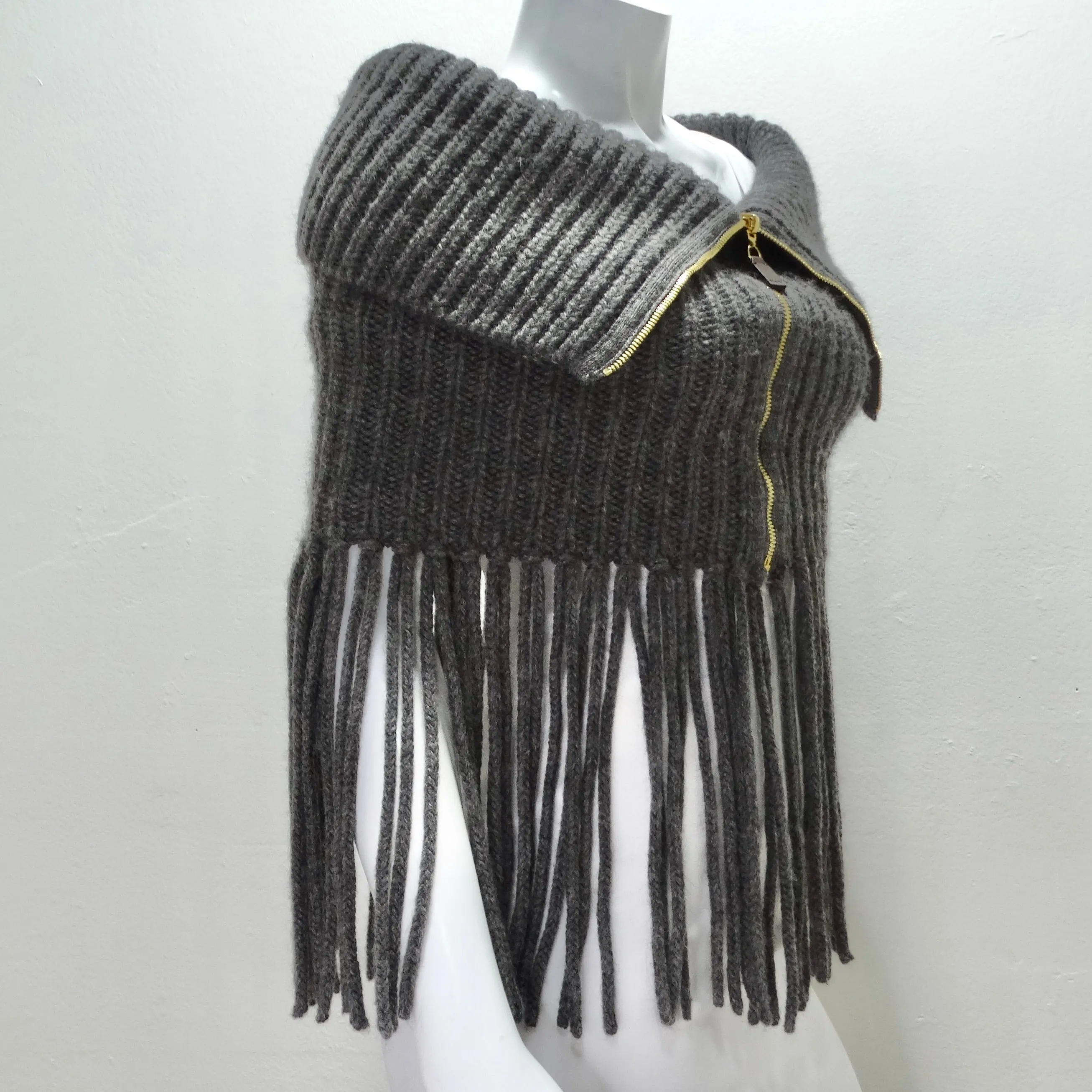 Gucci Alpaca Fringe Knit Poncho