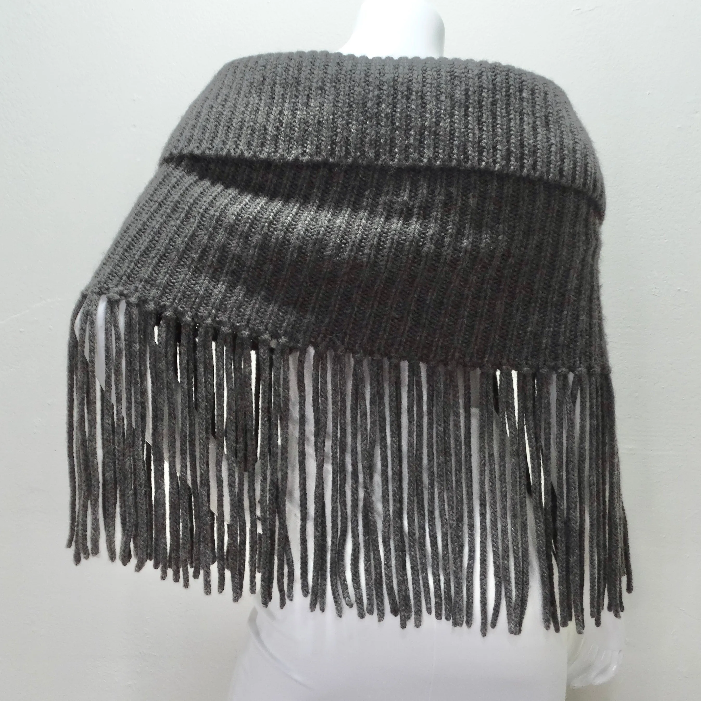 Gucci Alpaca Fringe Knit Poncho