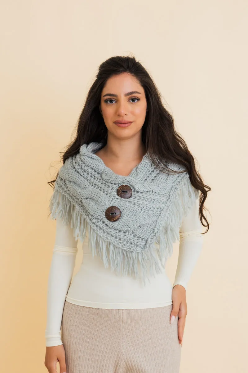 Heathered Shoulder Warmer With Coco Buttons