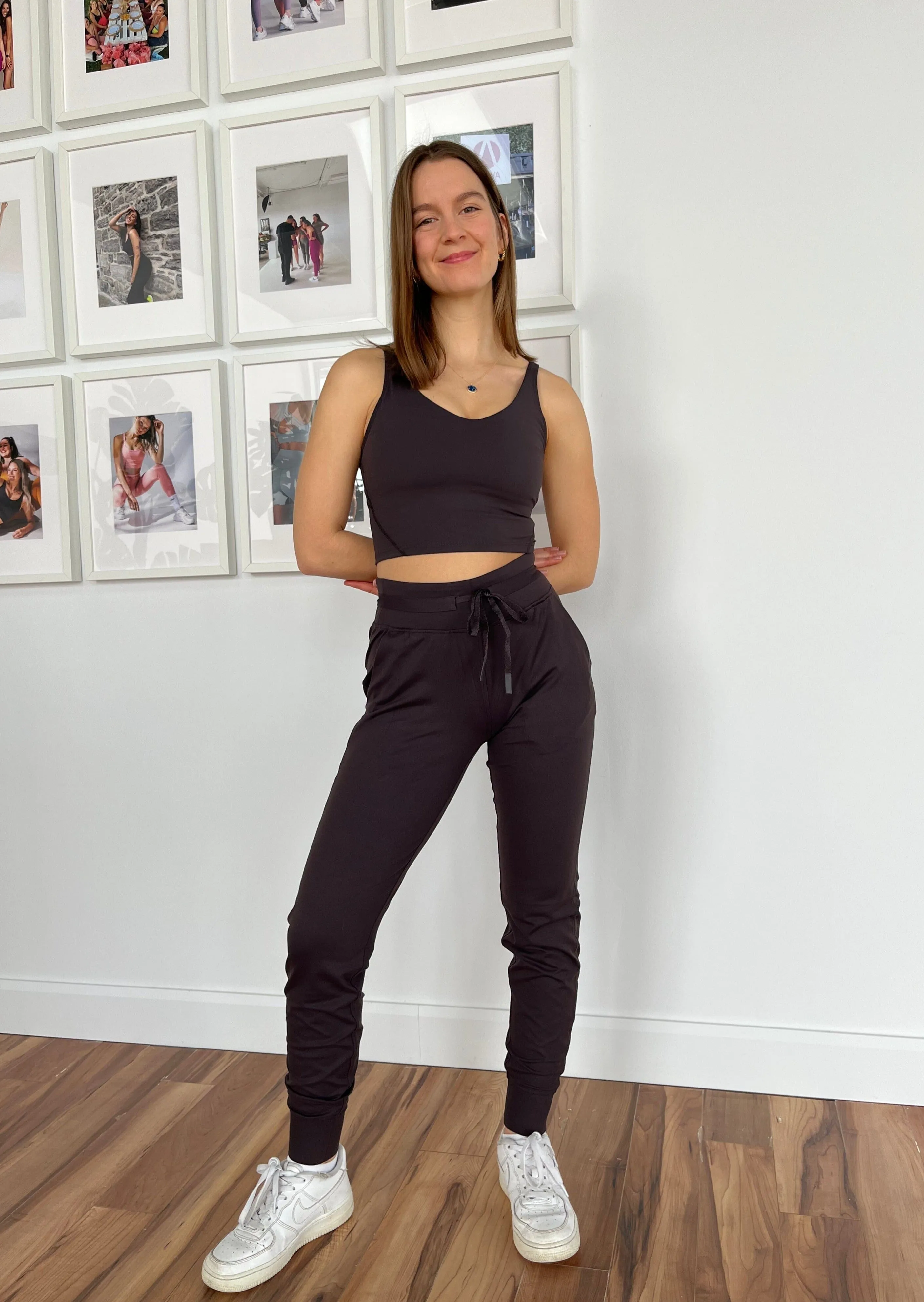 High waisted training joggers Charcoal