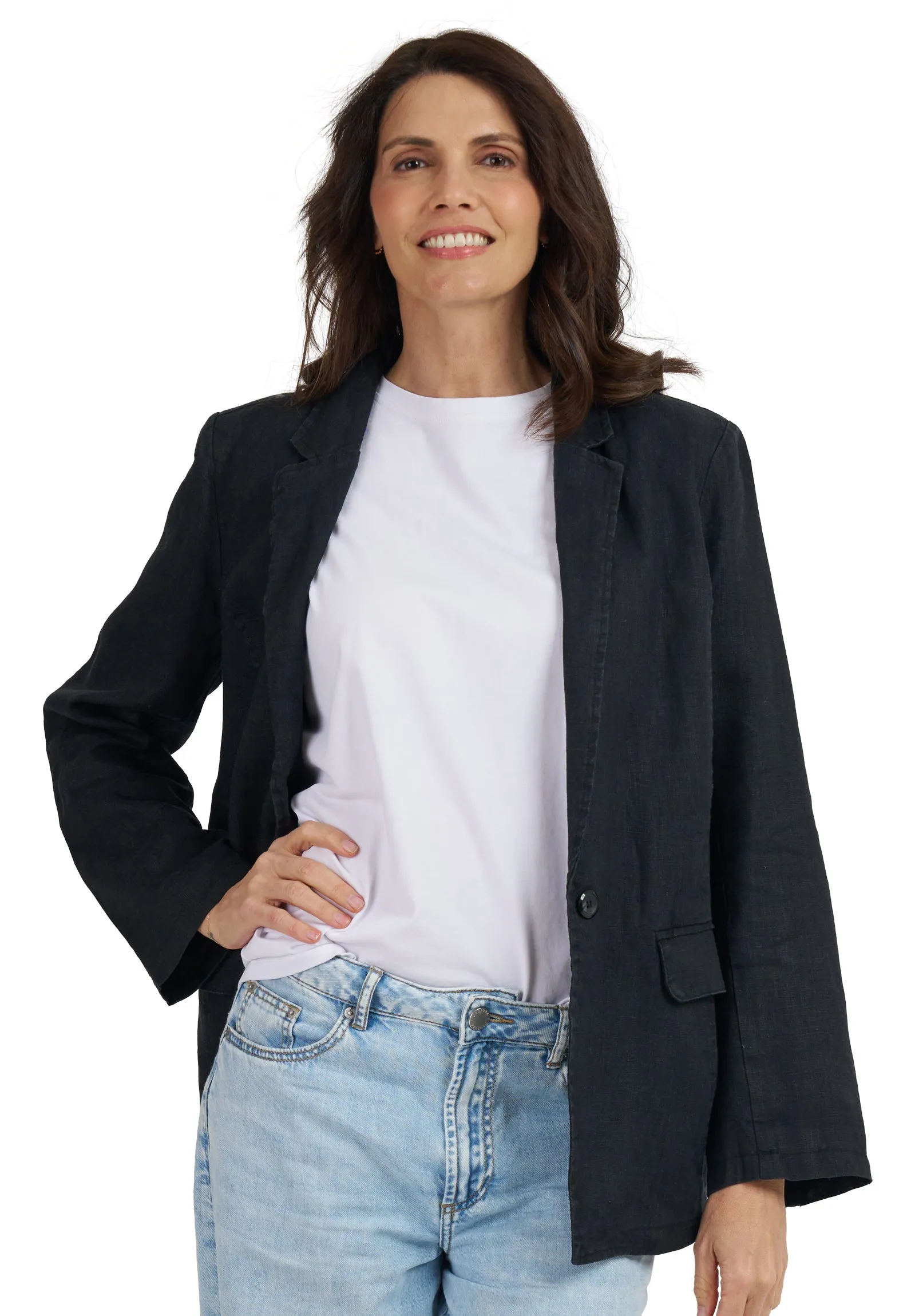 Jackie Black Oversized Linen Blazer