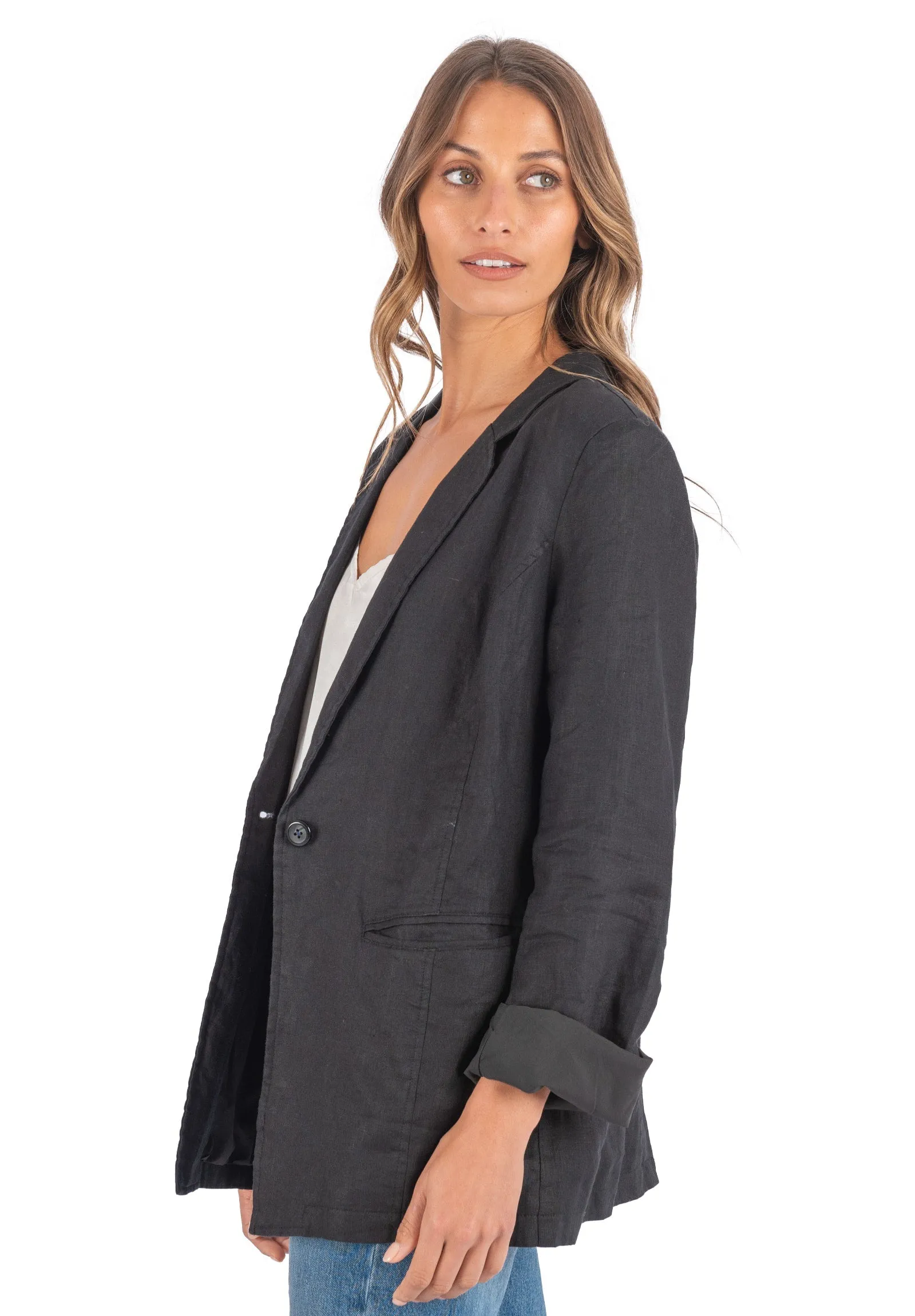 Jackie Black Oversized Linen Blazer