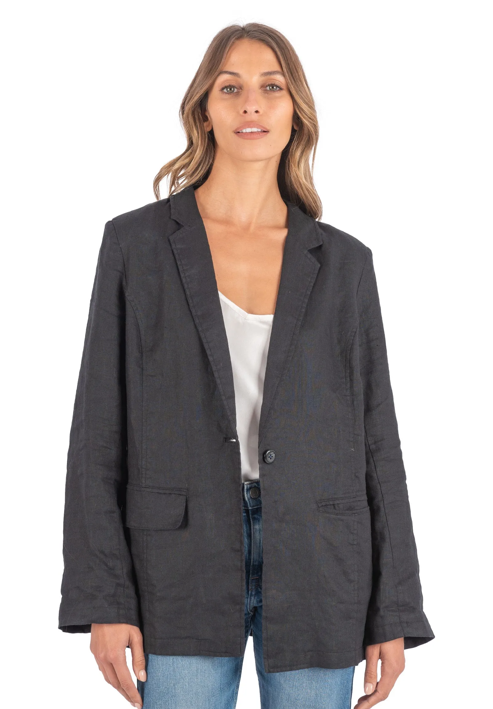 Jackie Black Oversized Linen Blazer