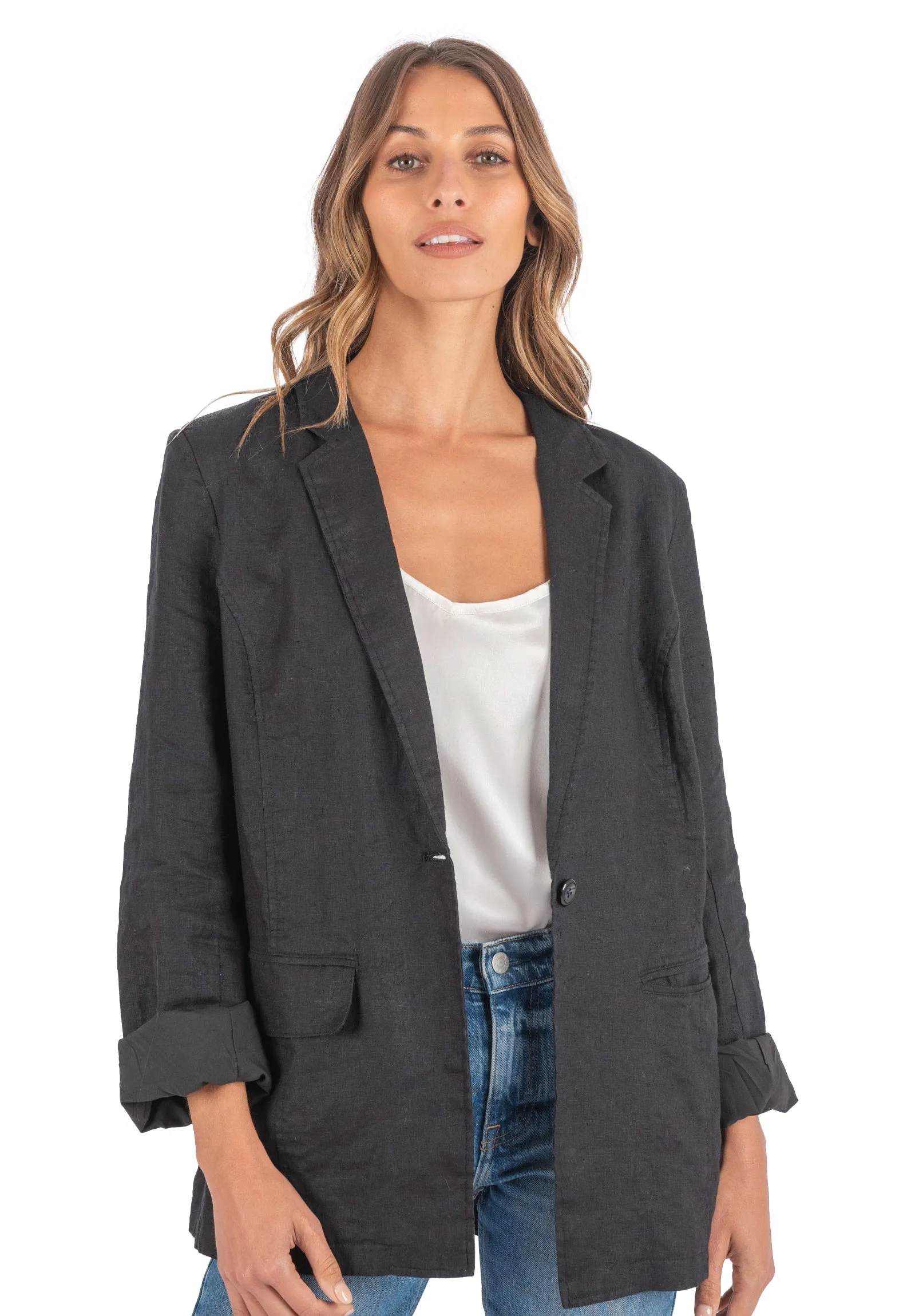 Jackie Black Oversized Linen Blazer