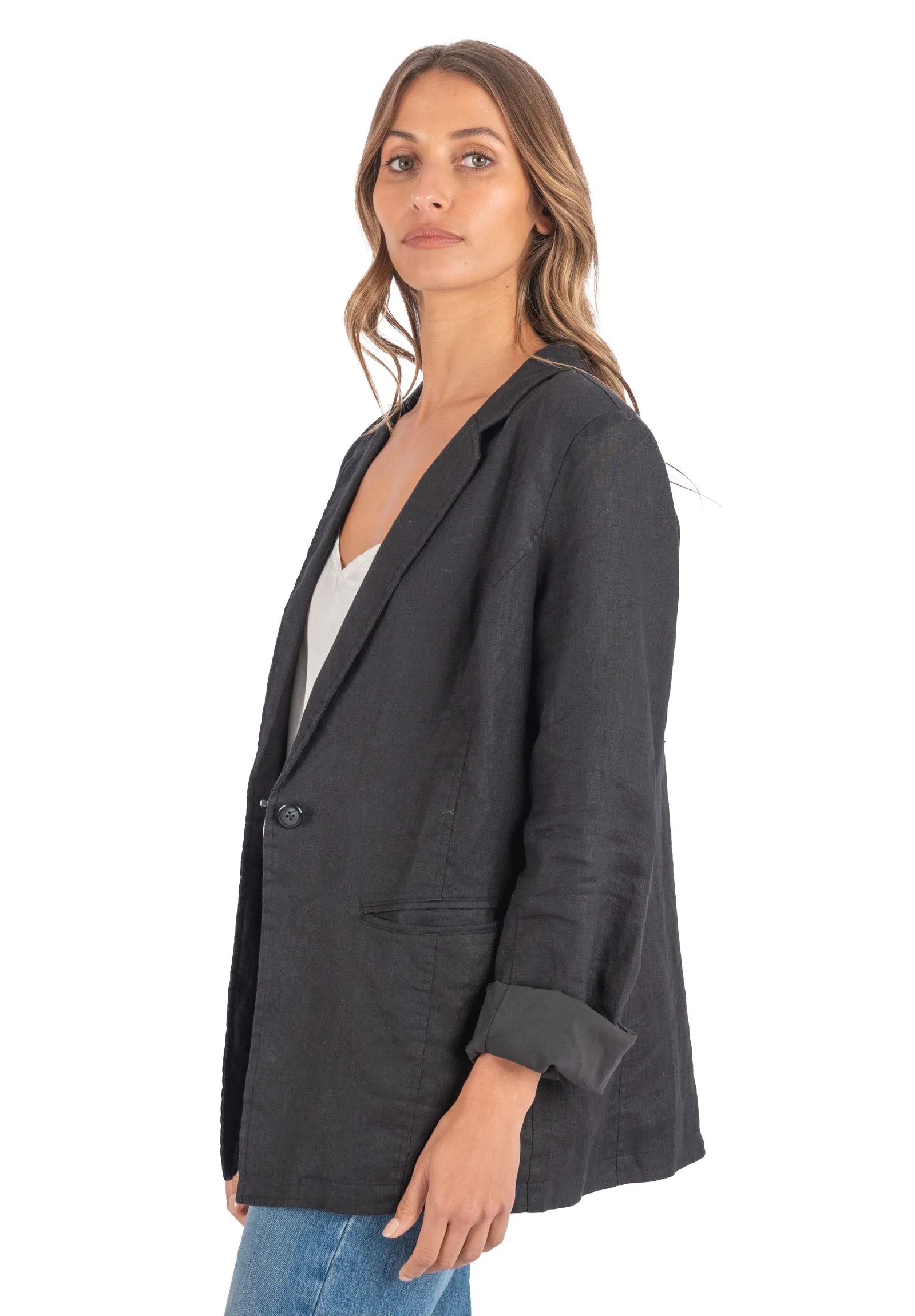 Jackie Black Oversized Linen Blazer