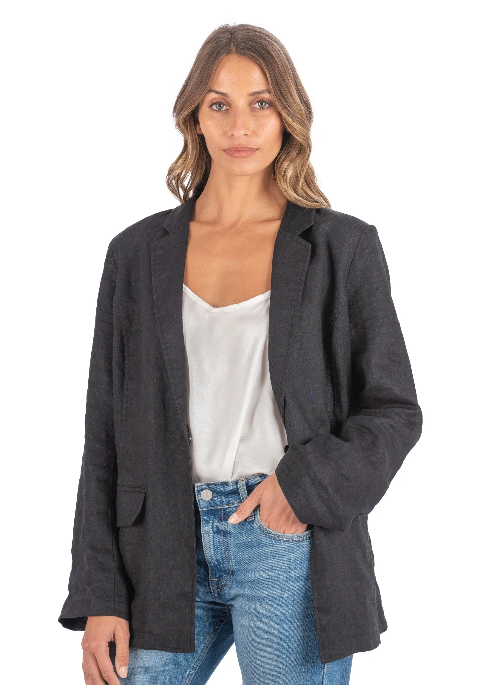 Jackie Black Oversized Linen Blazer