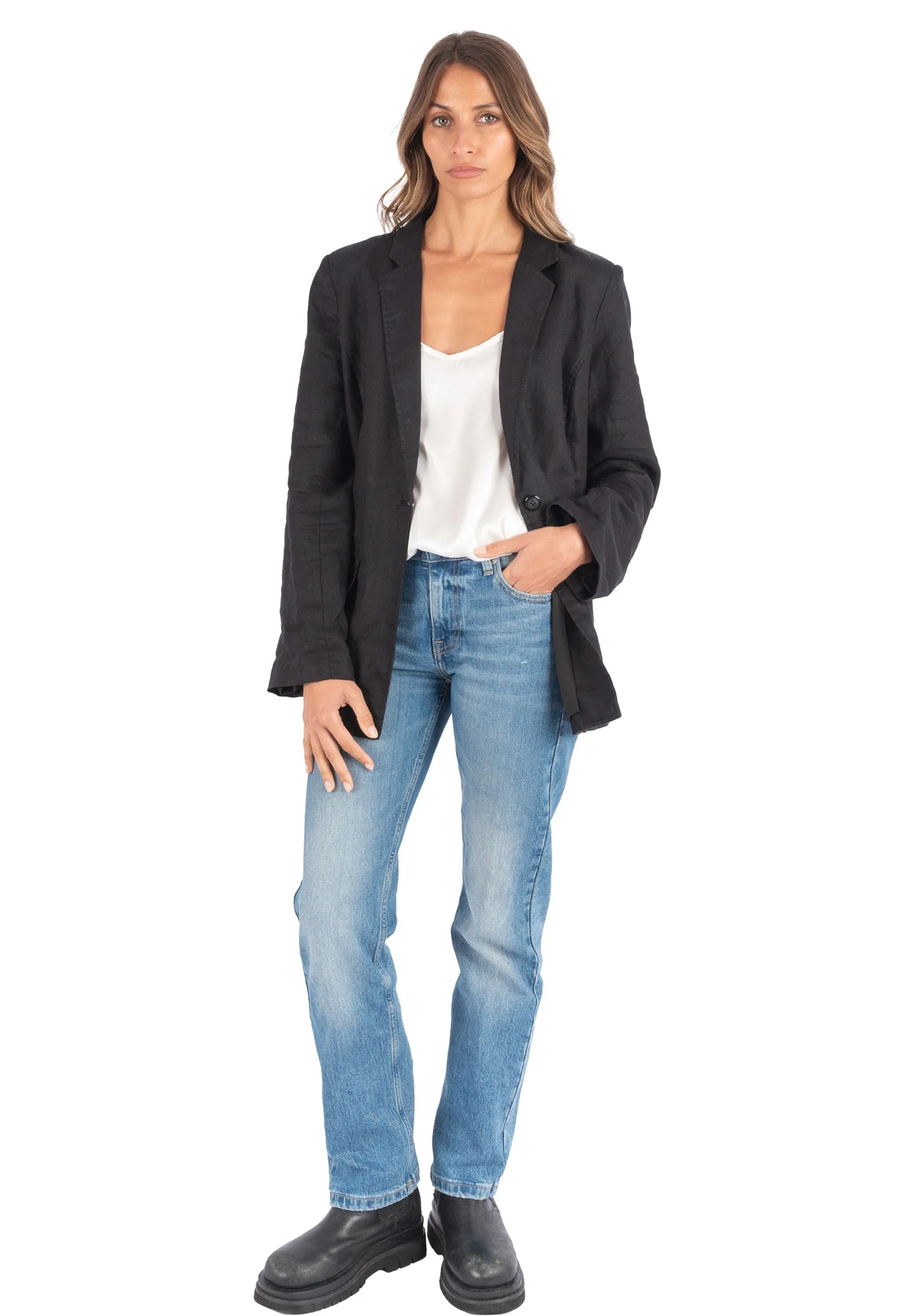 Jackie Black Oversized Linen Blazer