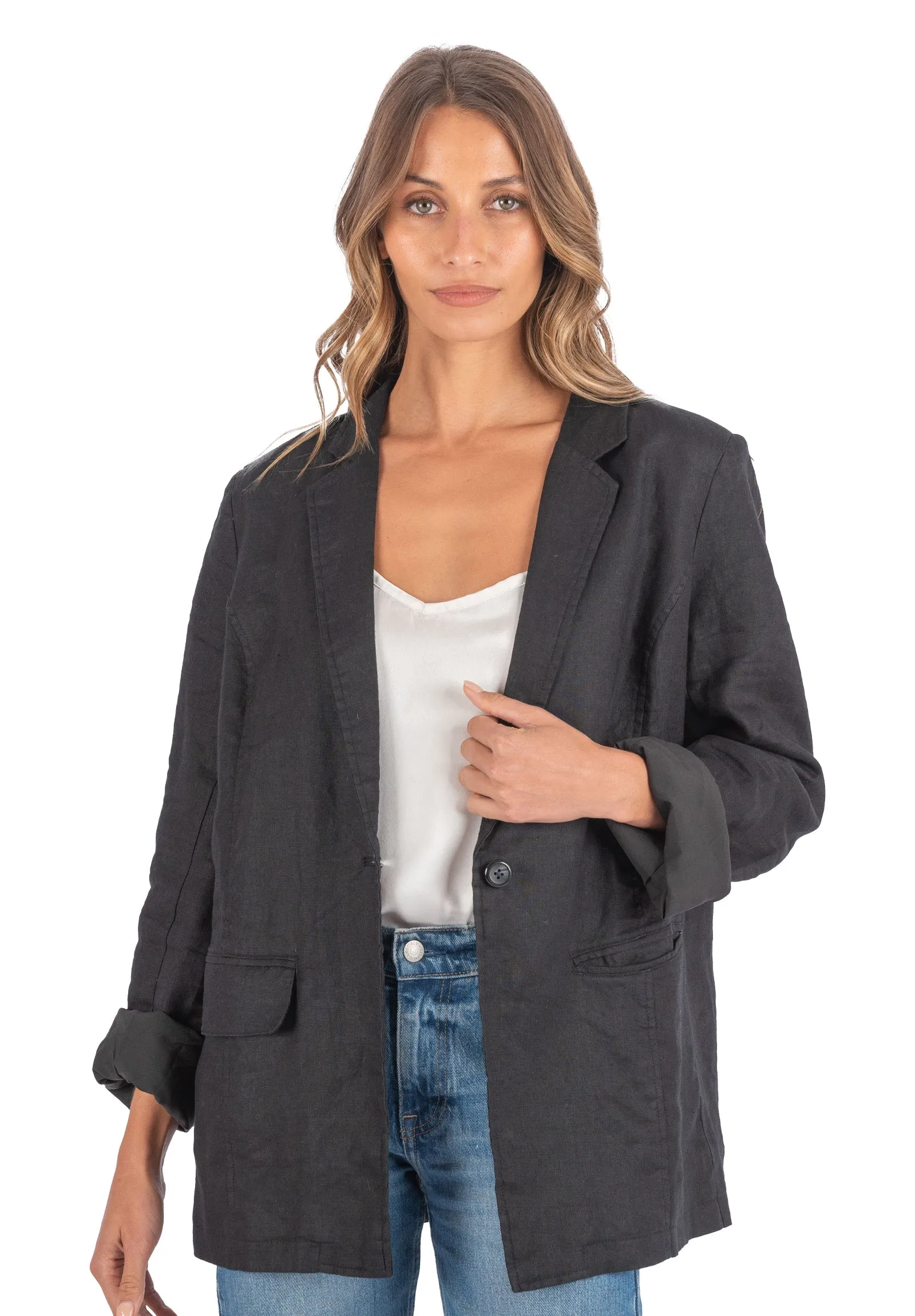 Jackie Black Oversized Linen Blazer