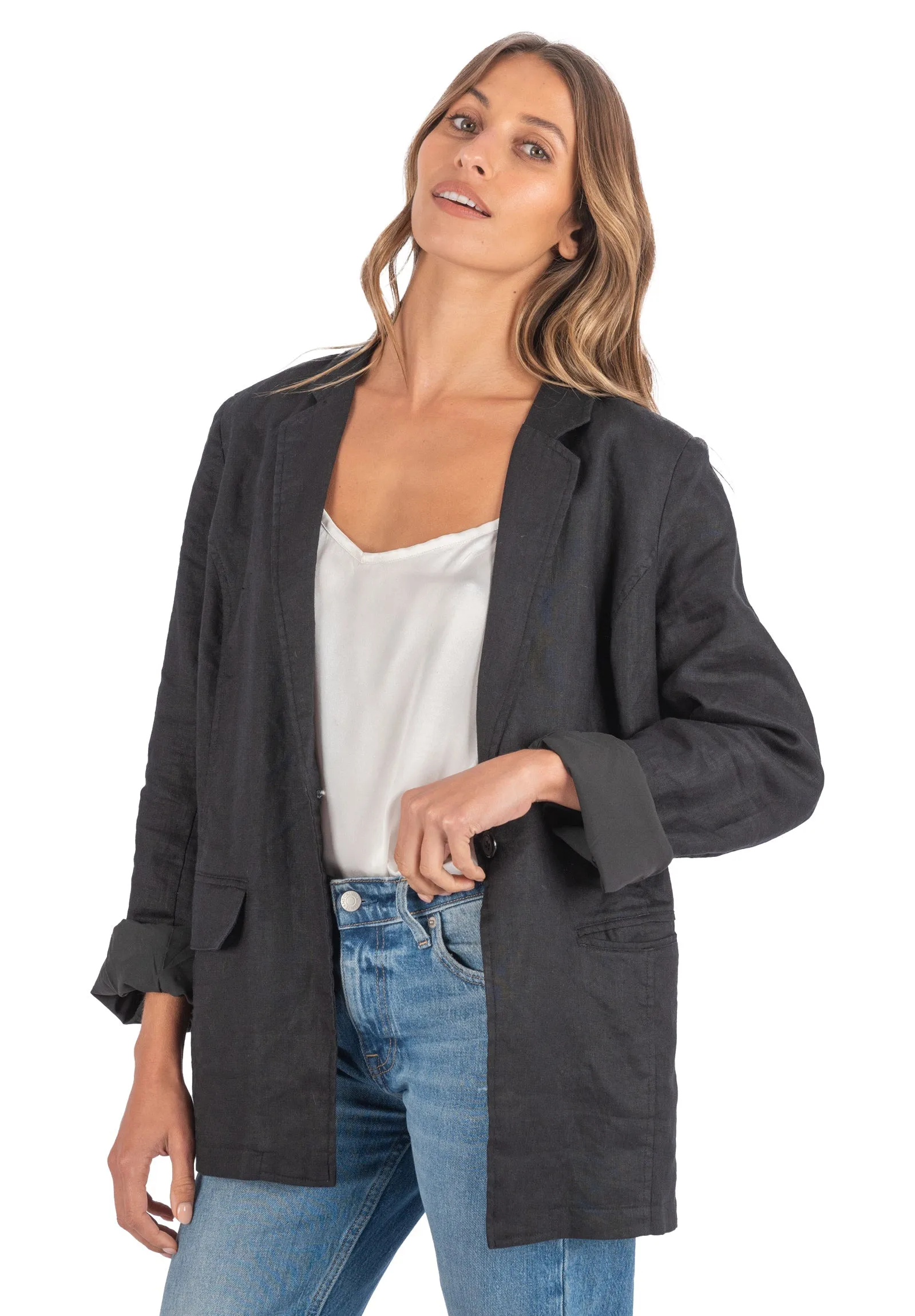 Jackie Black Oversized Linen Blazer