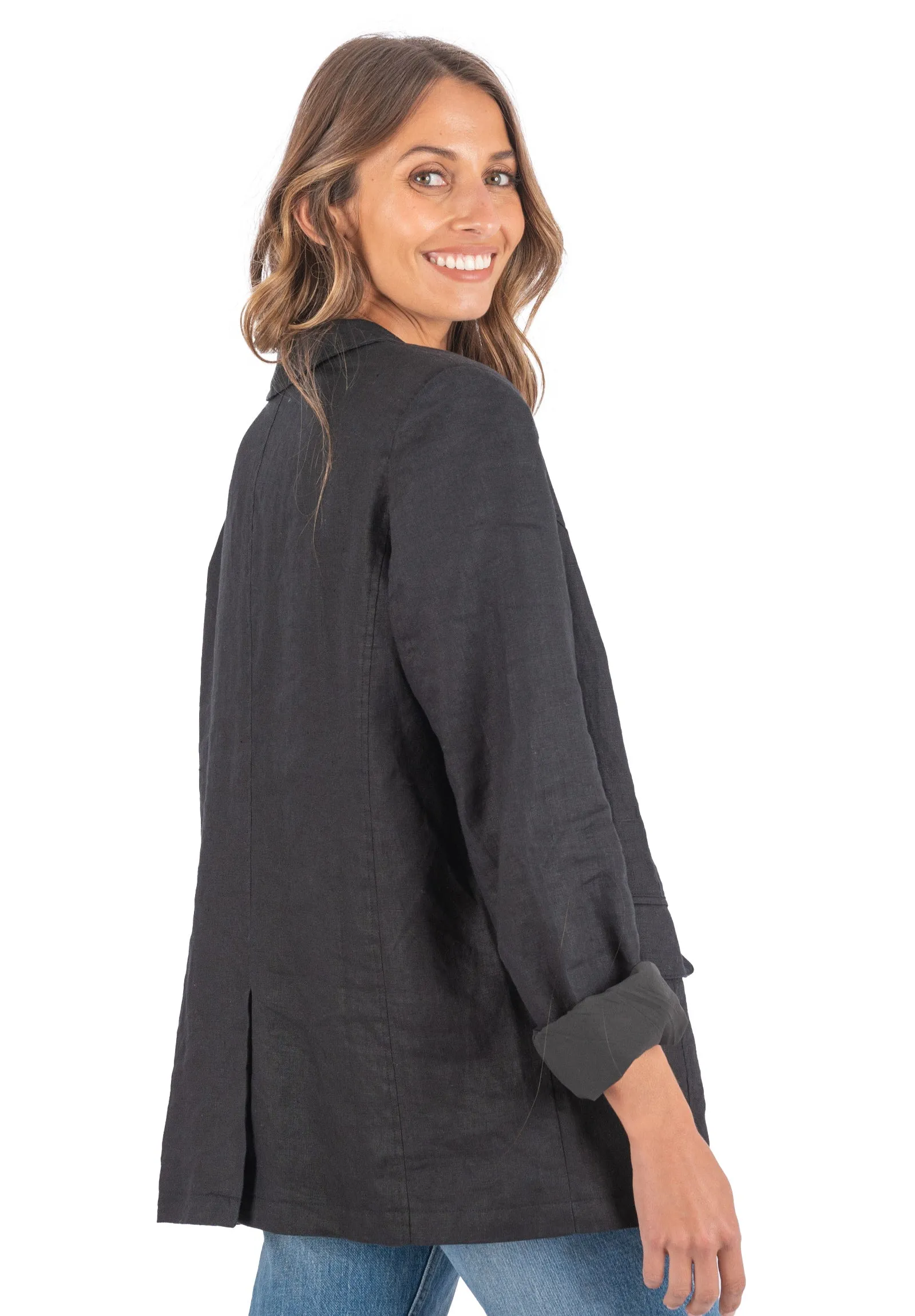 Jackie Black Oversized Linen Blazer