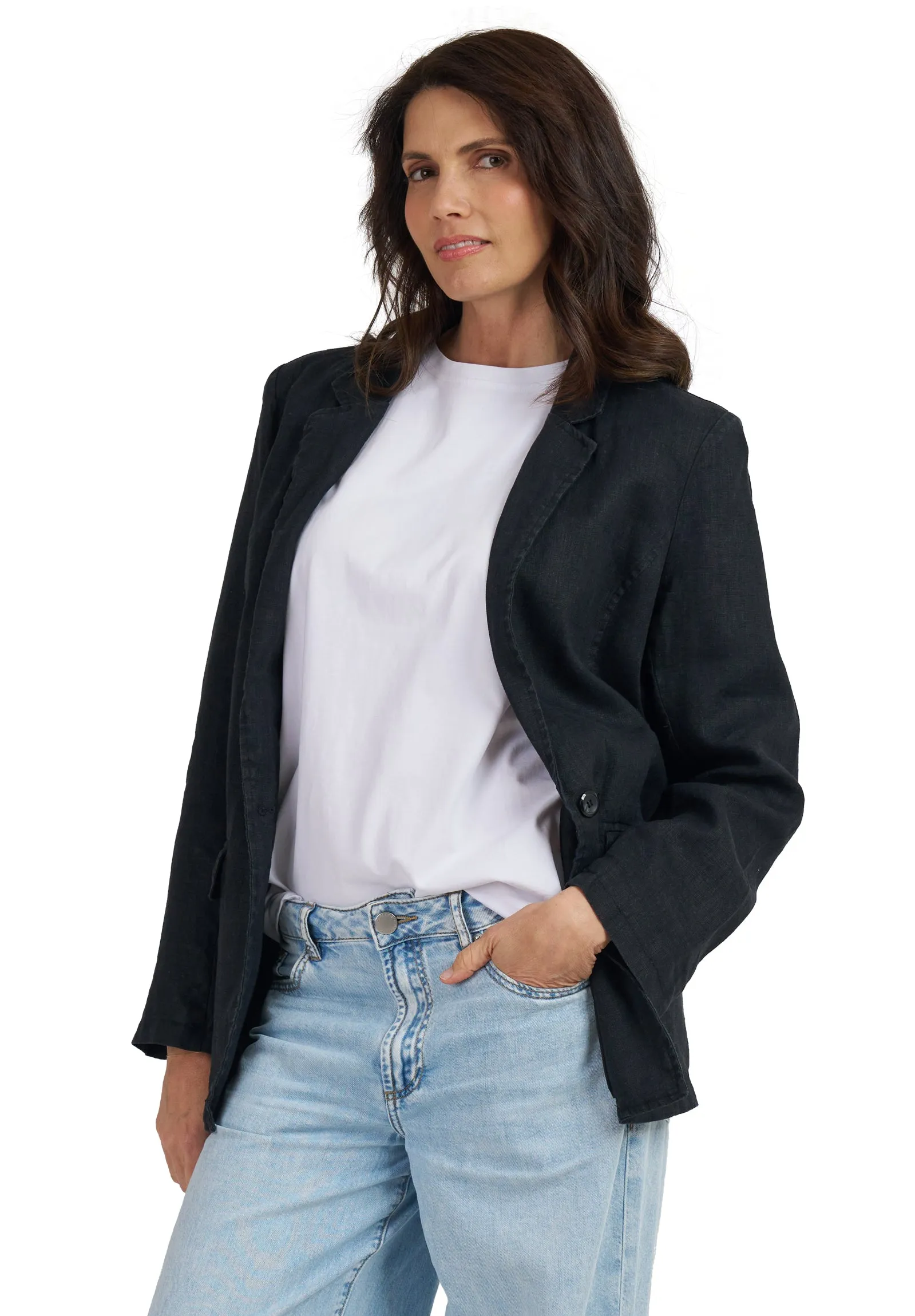 Jackie Black Oversized Linen Blazer