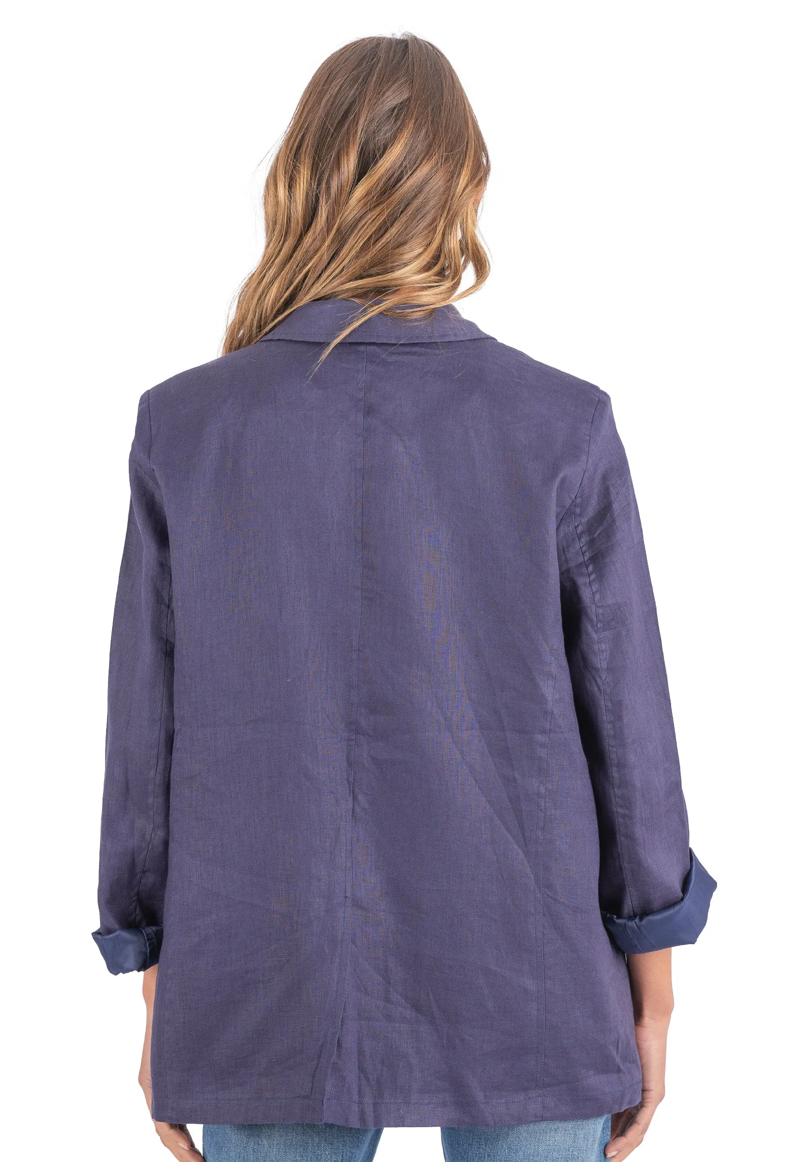 Jackie Blue Oversized Linen Blazer