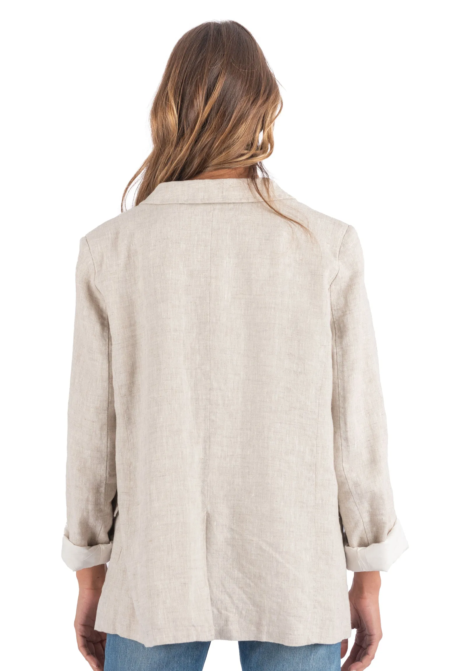 Jackie Natural Oversized Linen Blazer