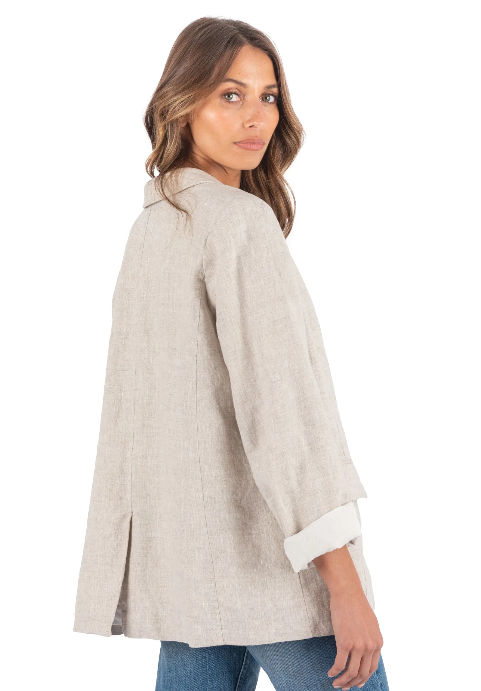 Jackie Natural Oversized Linen Blazer