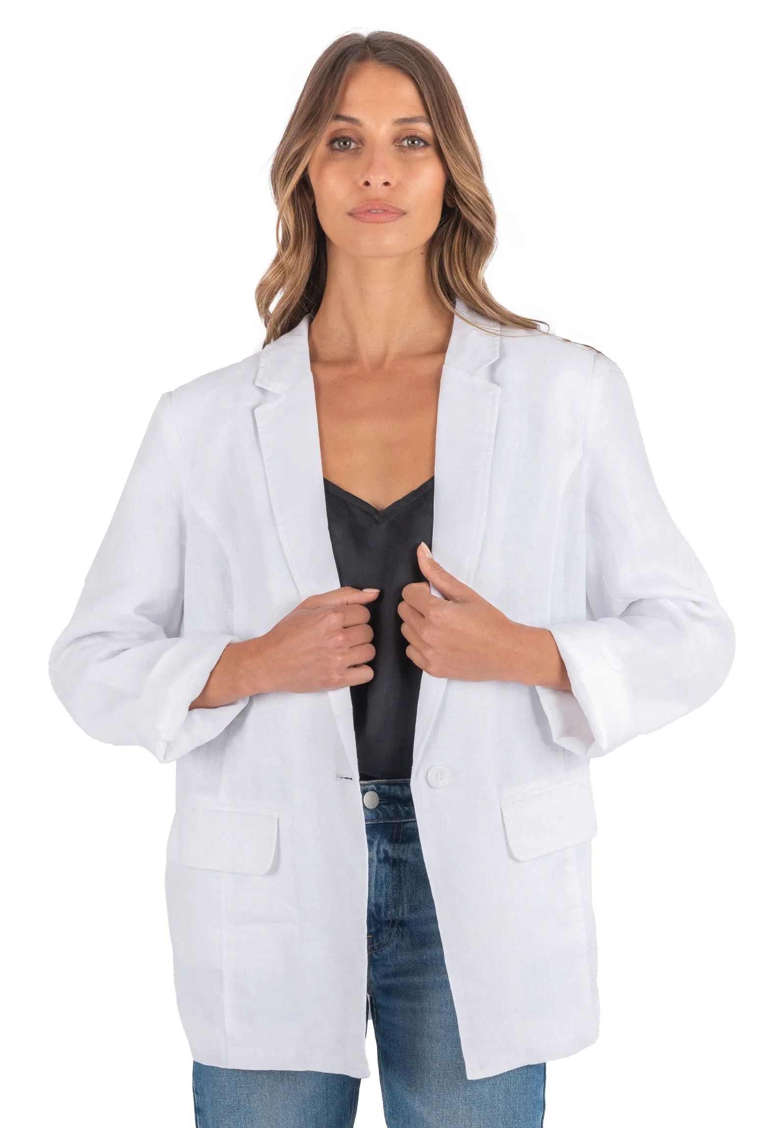 Jackie White Oversized Linen Blazer