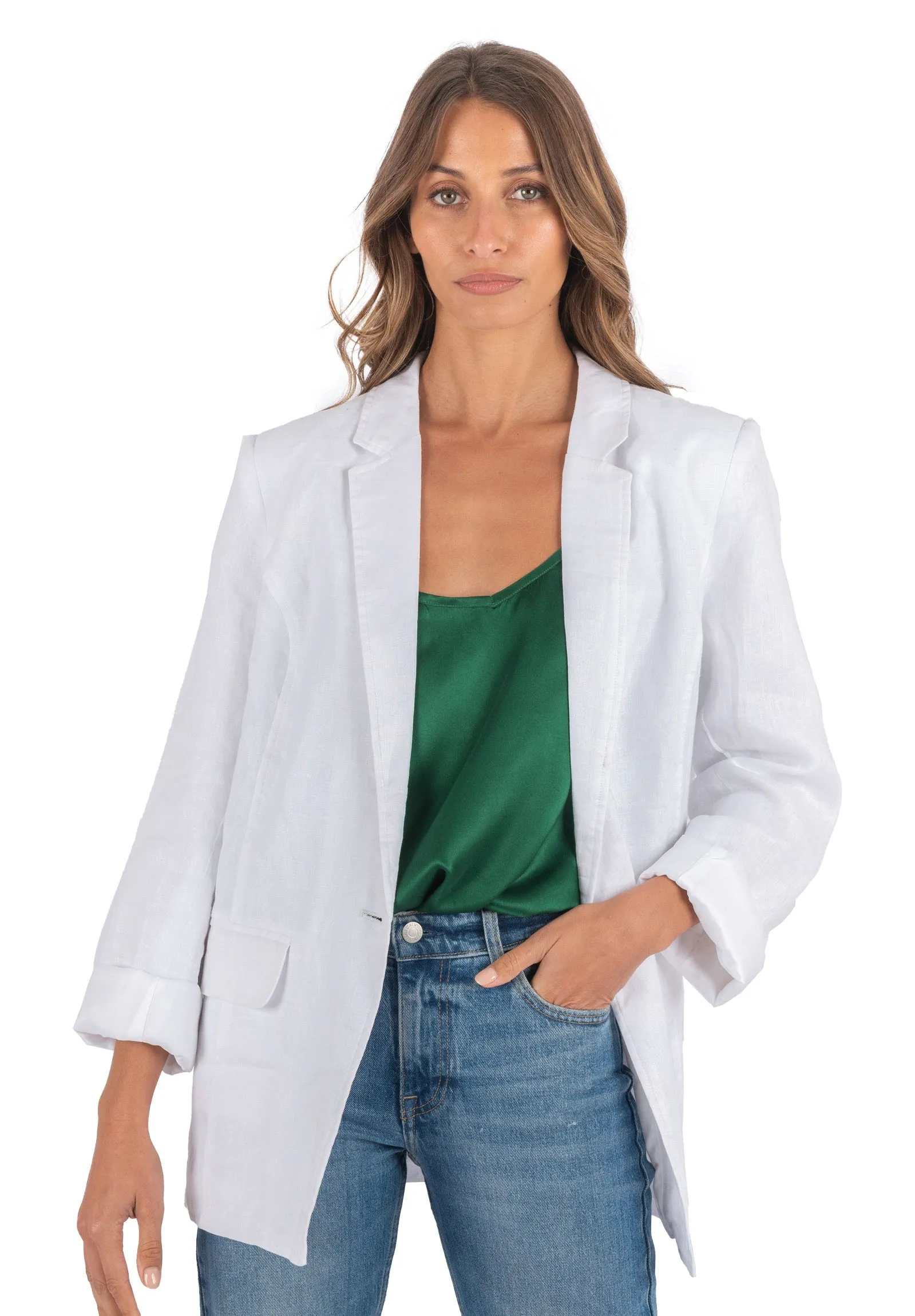 Jackie White Oversized Linen Blazer