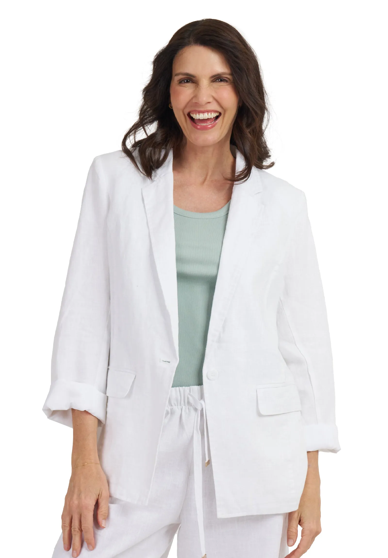 Jackie White Oversized Linen Blazer