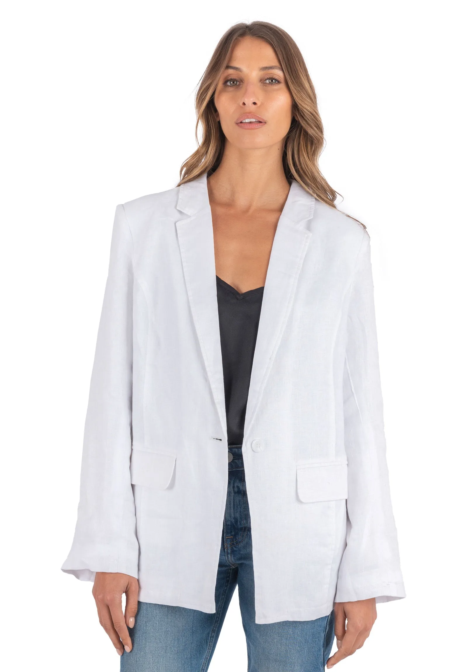 Jackie White Oversized Linen Blazer