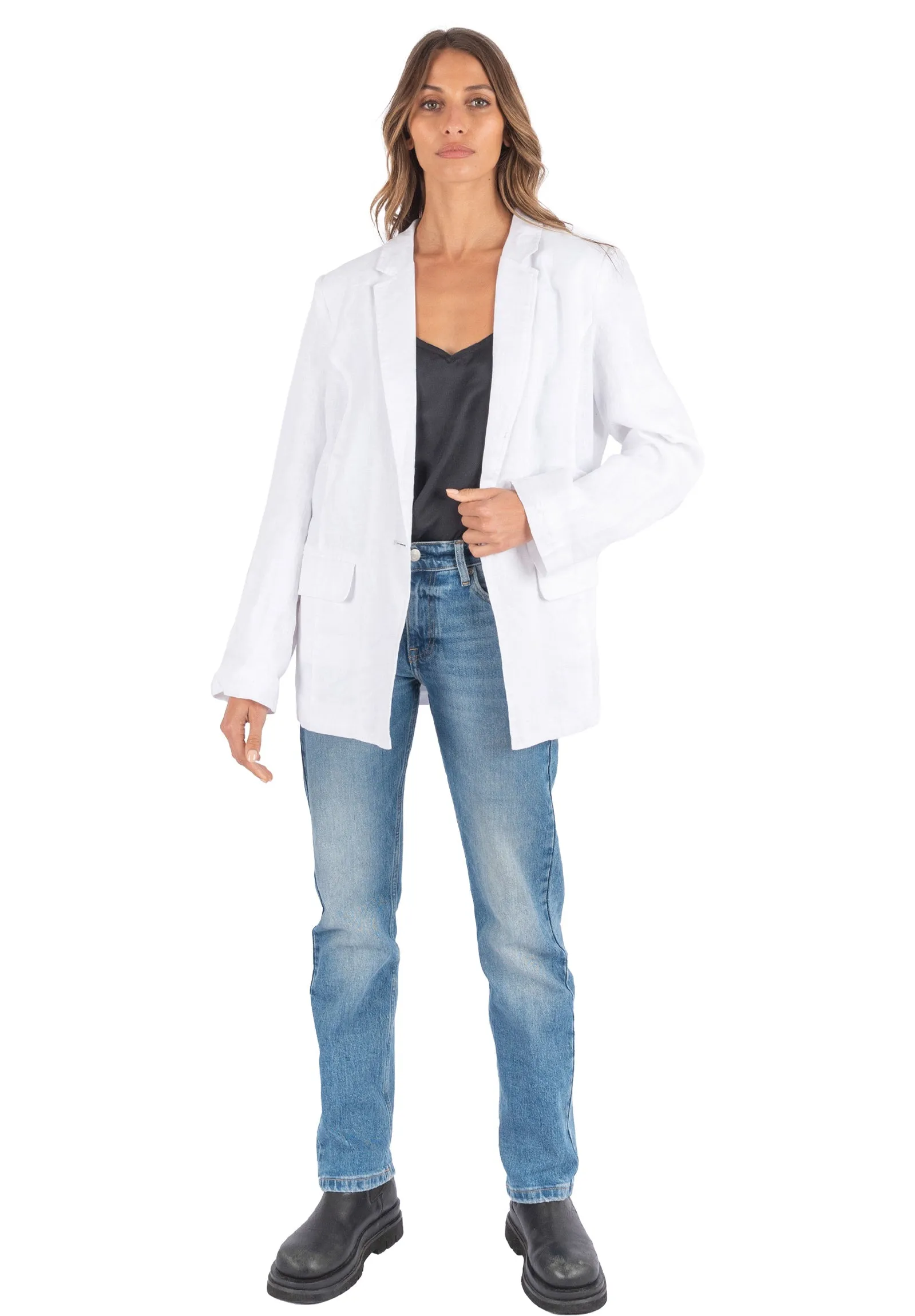 Jackie White Oversized Linen Blazer