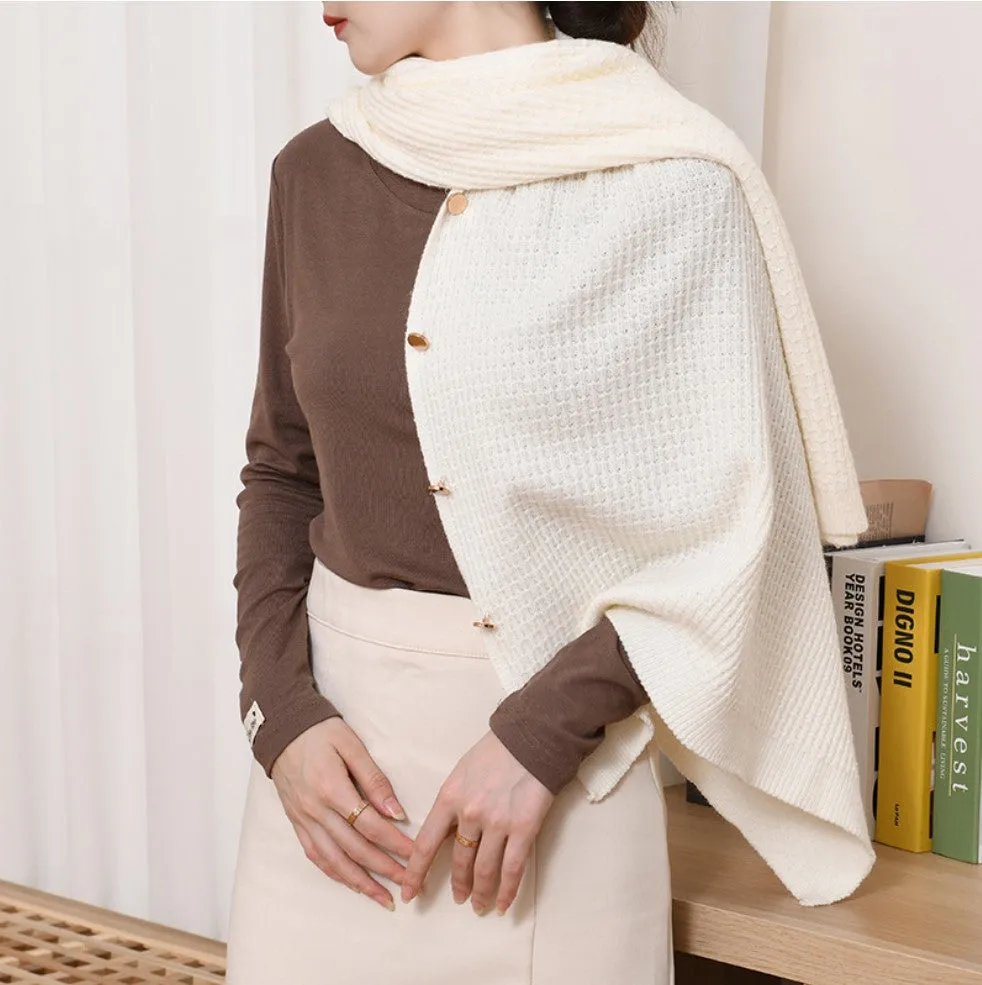 JC063315 Knitted Button Shawl Wrap/Scarf