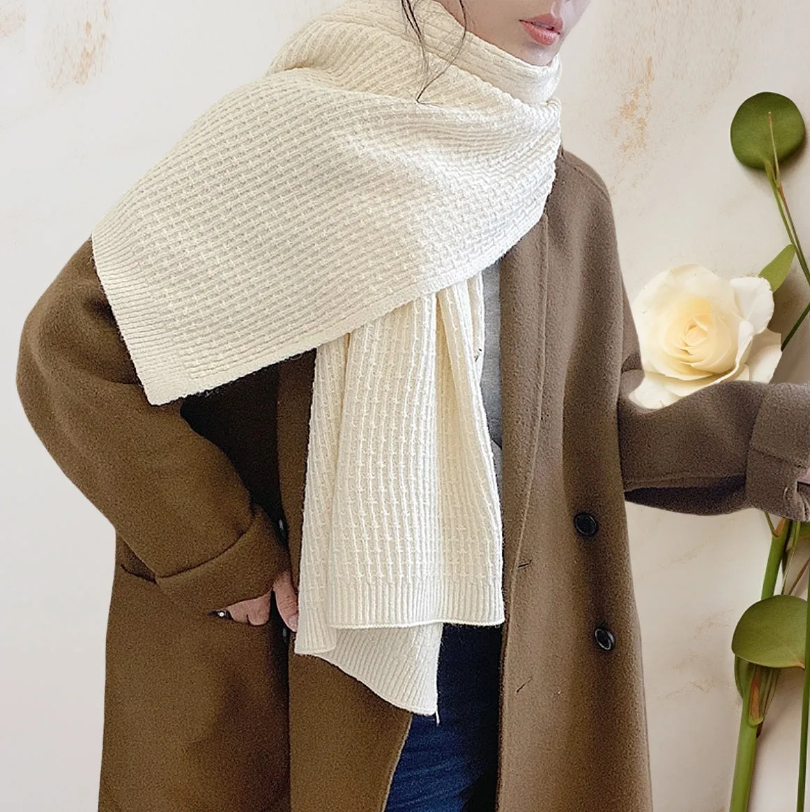 JC063315 Knitted Button Shawl Wrap/Scarf