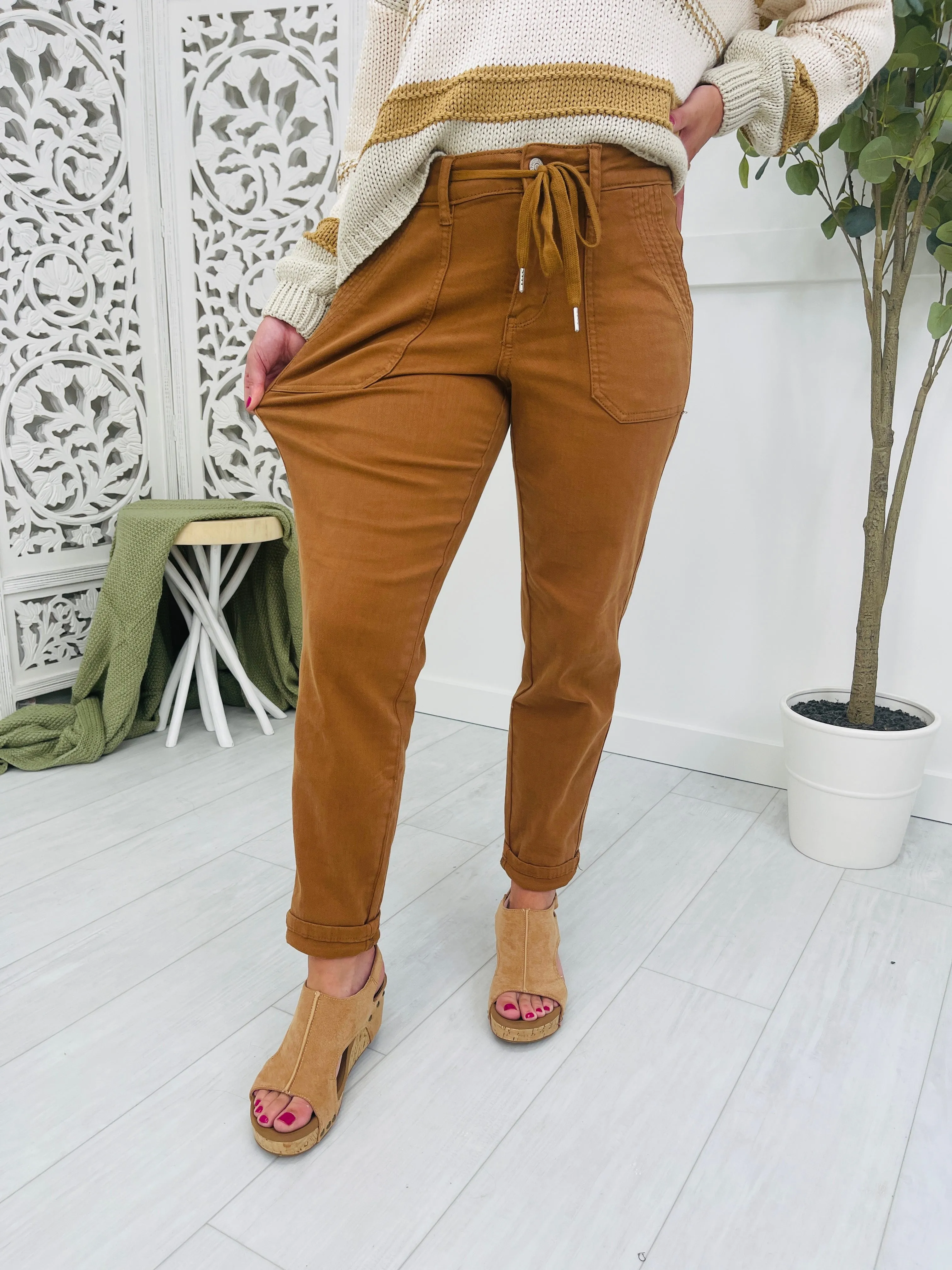 Judy Blue Comfortable in Camel Joggers in Reg/Curvy