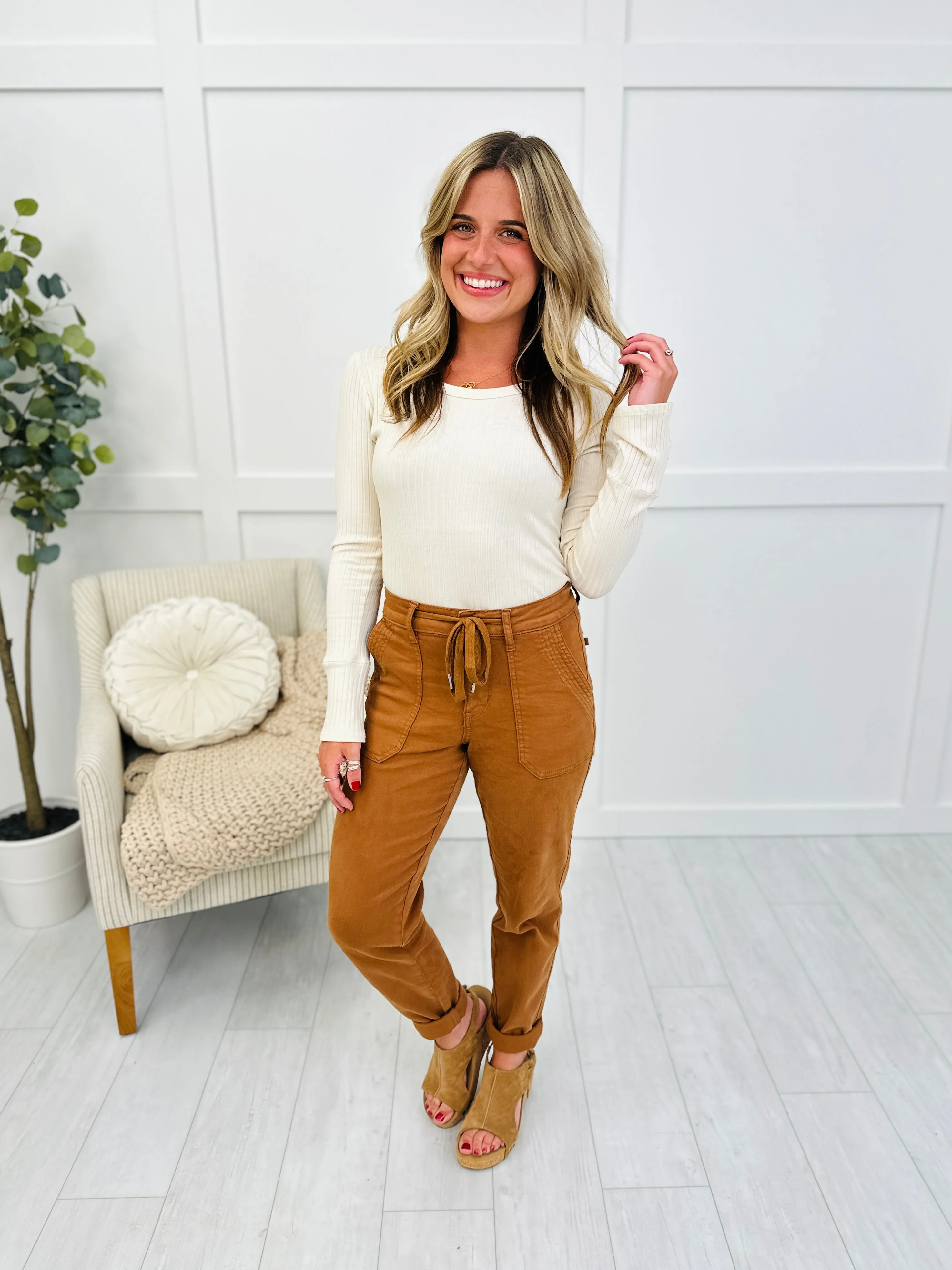 Judy Blue Comfortable in Camel Joggers in Reg/Curvy