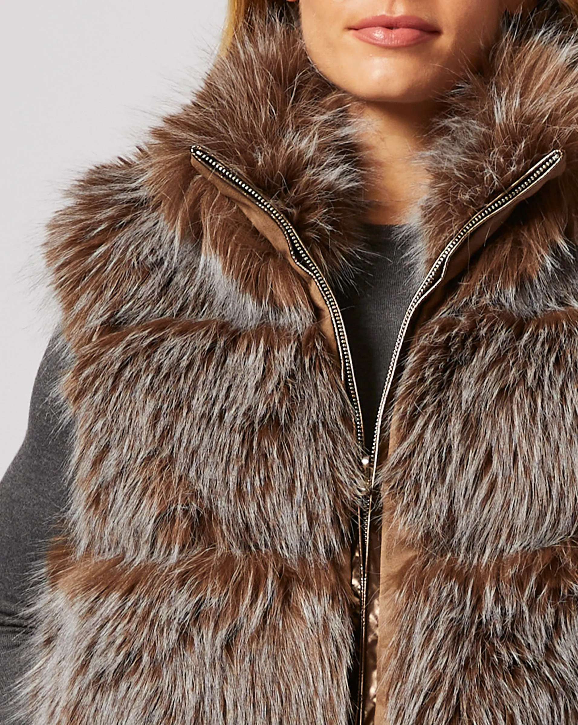 Katy Tipped Fox Faux Fur Vest