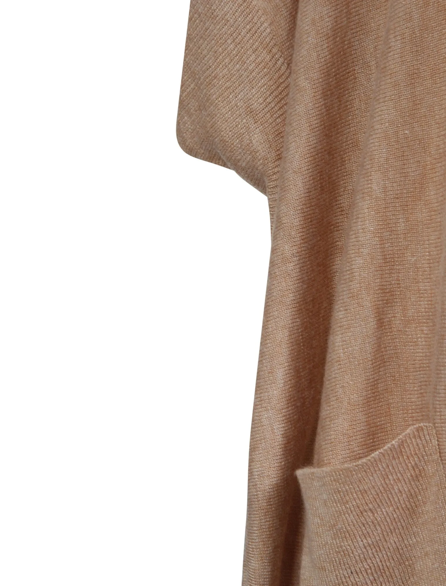 Kian Roll Neck Knitted Poncho in Camel Marl - Amara Reya