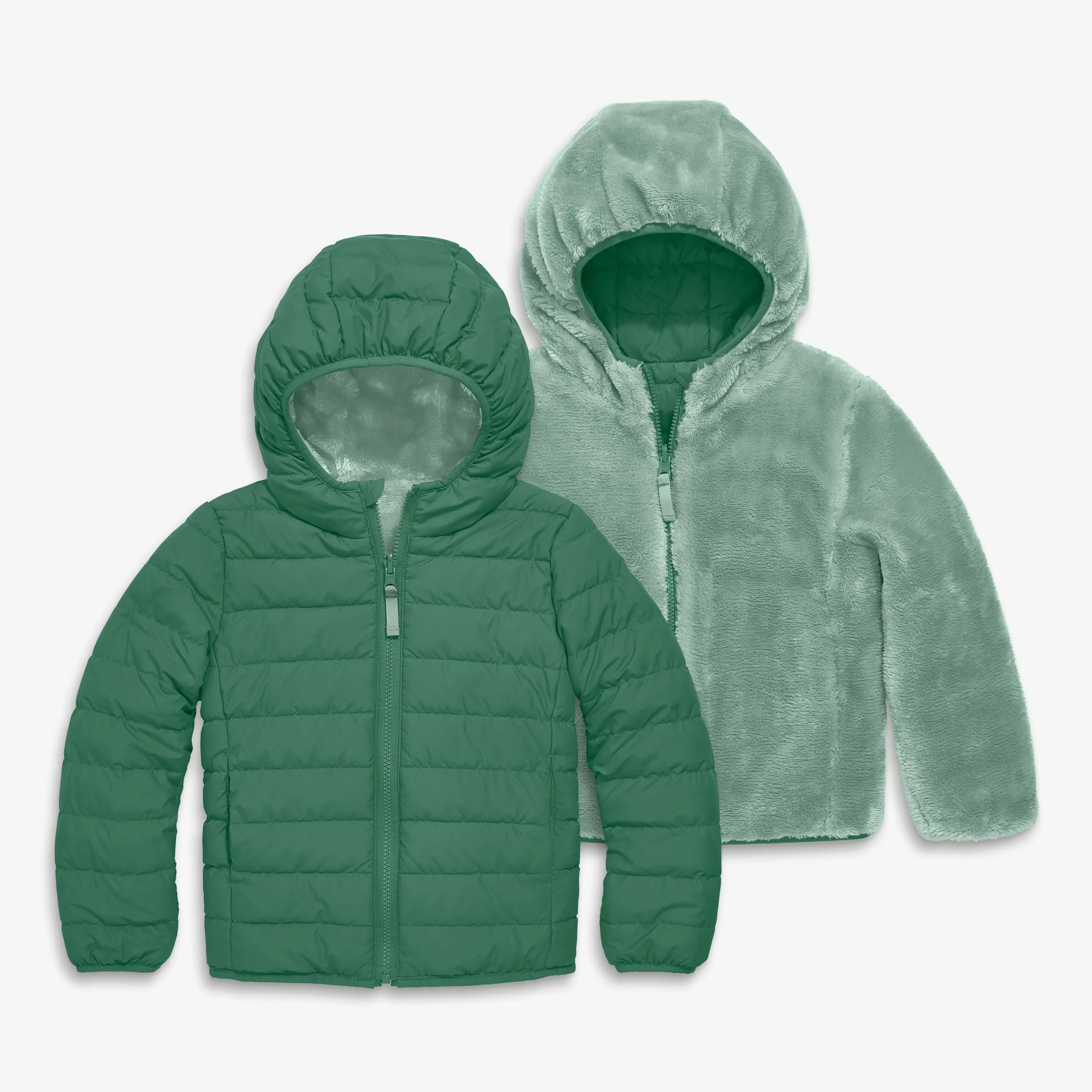 Kids reversible fleece puffer jacket