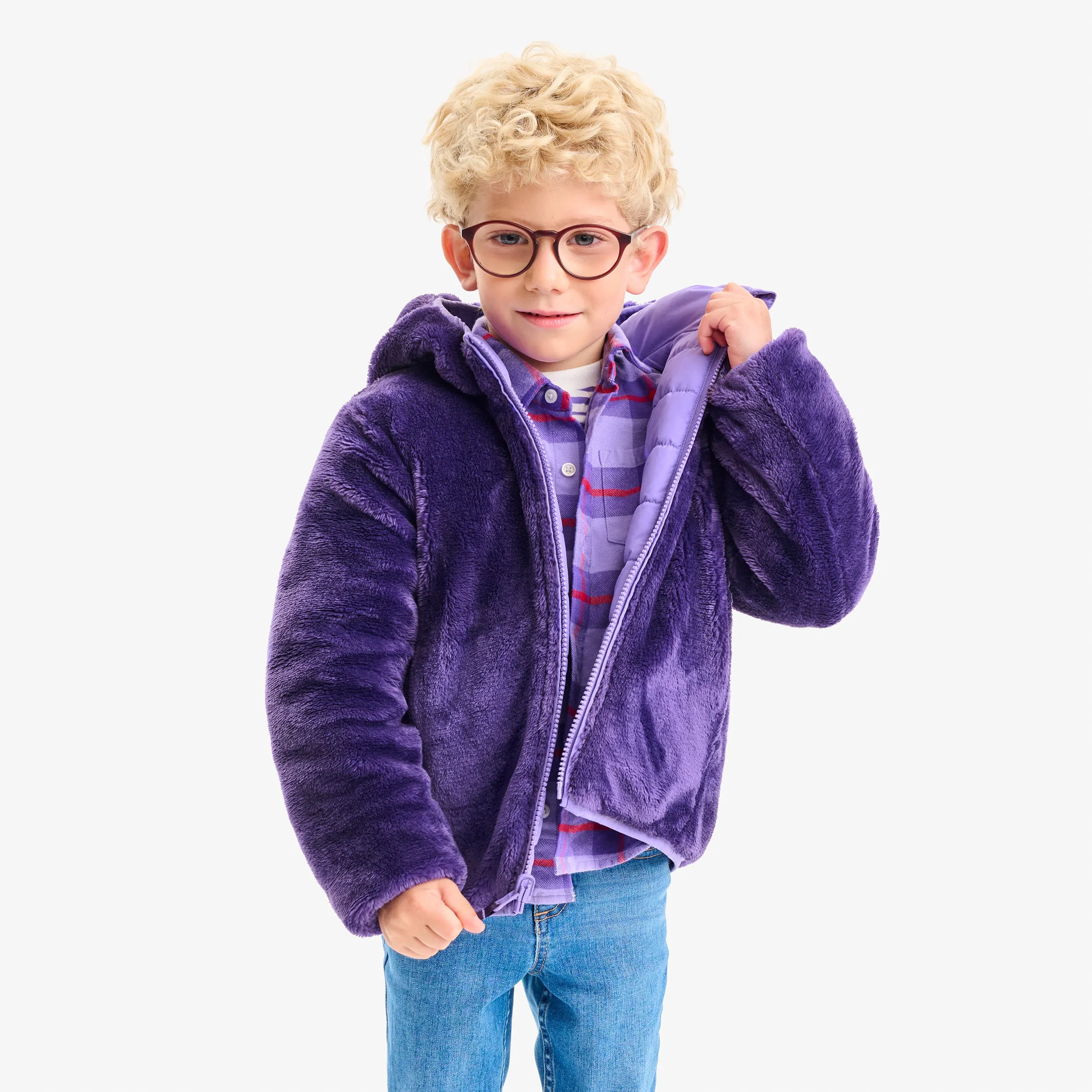 Kids reversible fleece puffer jacket