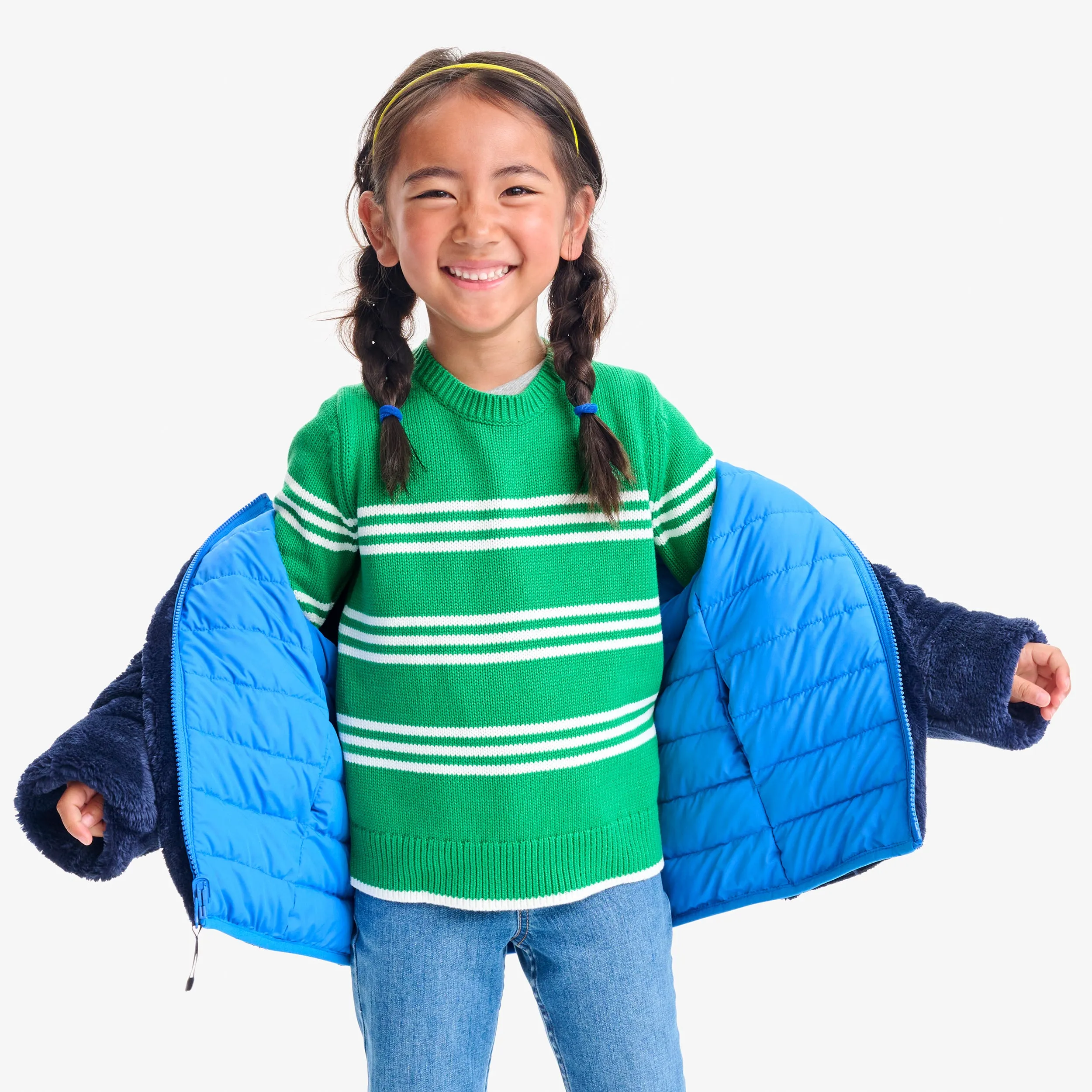 Kids reversible fleece puffer jacket