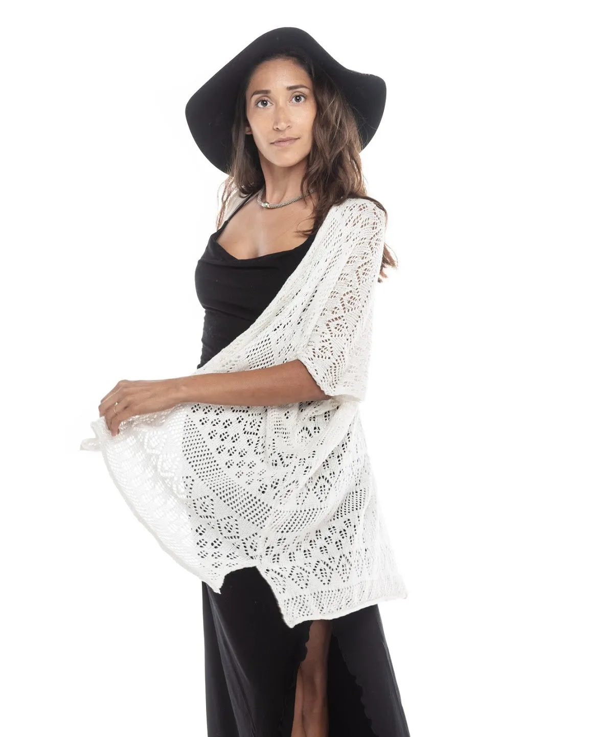 Knitted Open Front Top Shawl Motiv