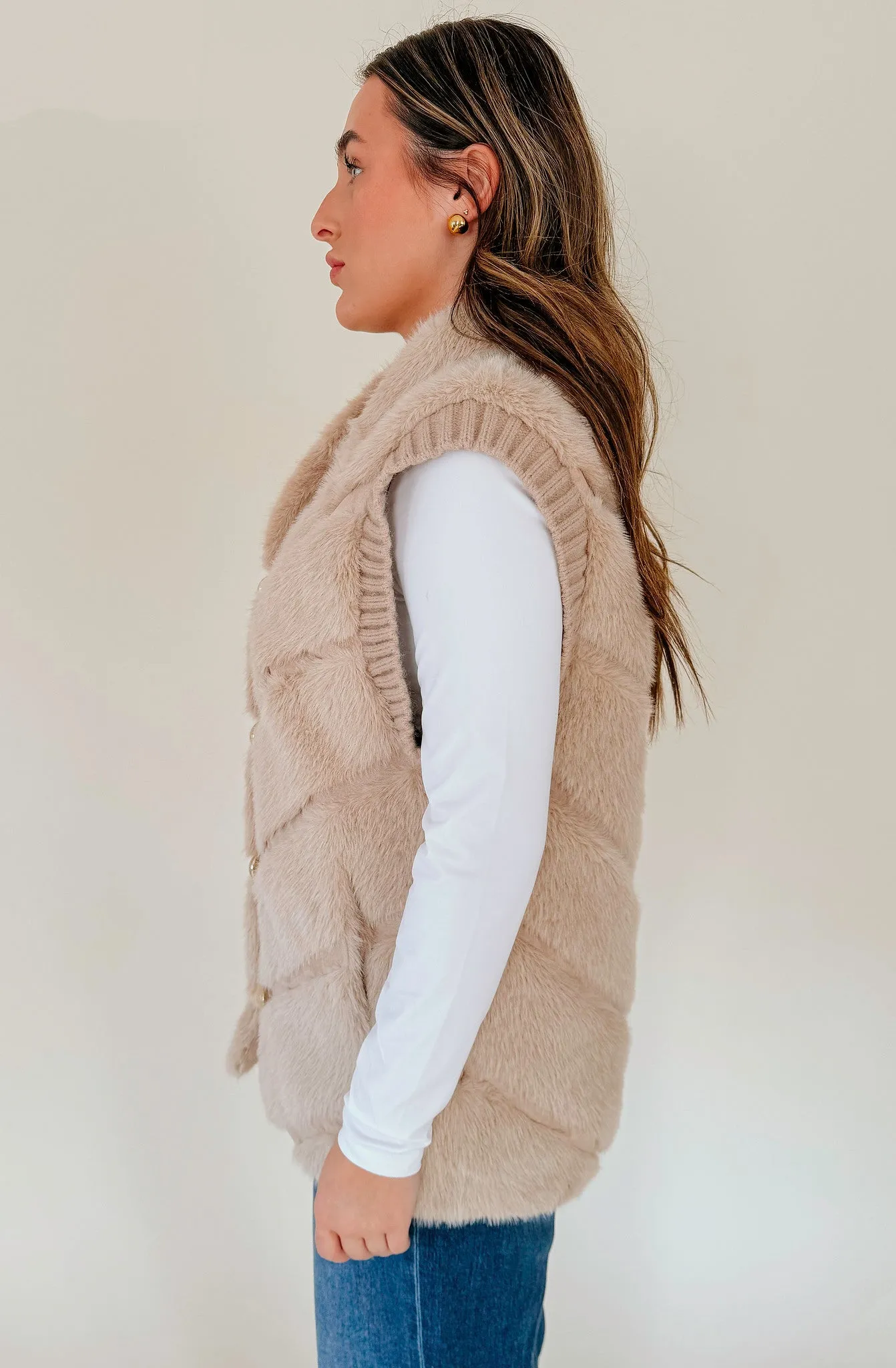 KORI SAND FAUX FUR VEST