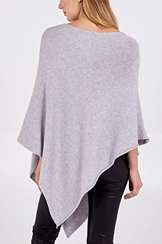 Ladies Italian Knitted  Star Poncho Womens Ribbed Star Asymmetric Hem Cape Shawl