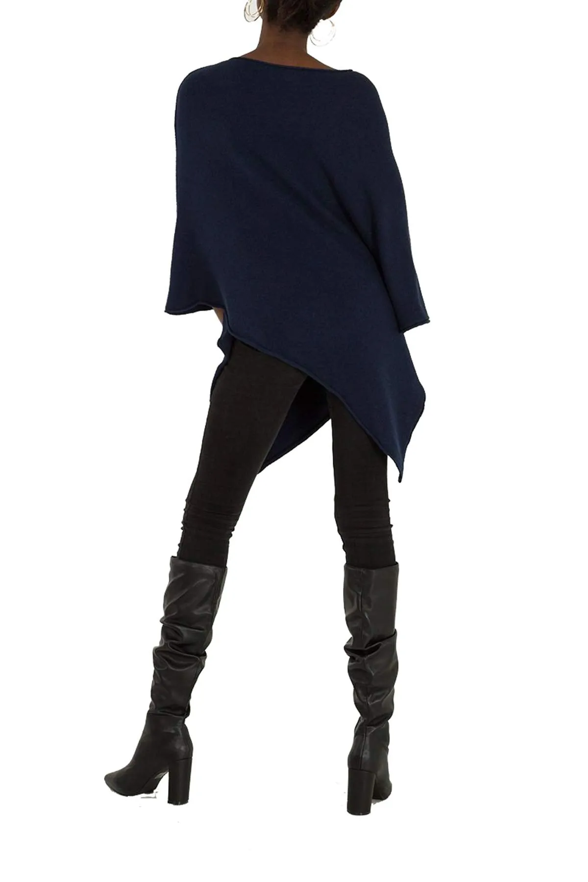 Ladies Italian Knitted  Star Poncho Womens Ribbed Star Asymmetric Hem Cape Shawl