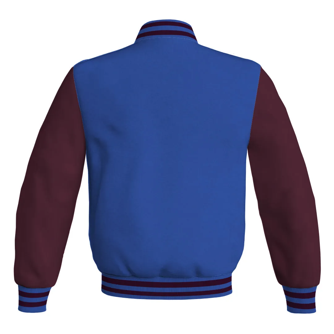 Letterman Jacket Blue Body and Maroon Leather Sleeves Bomber Jacket