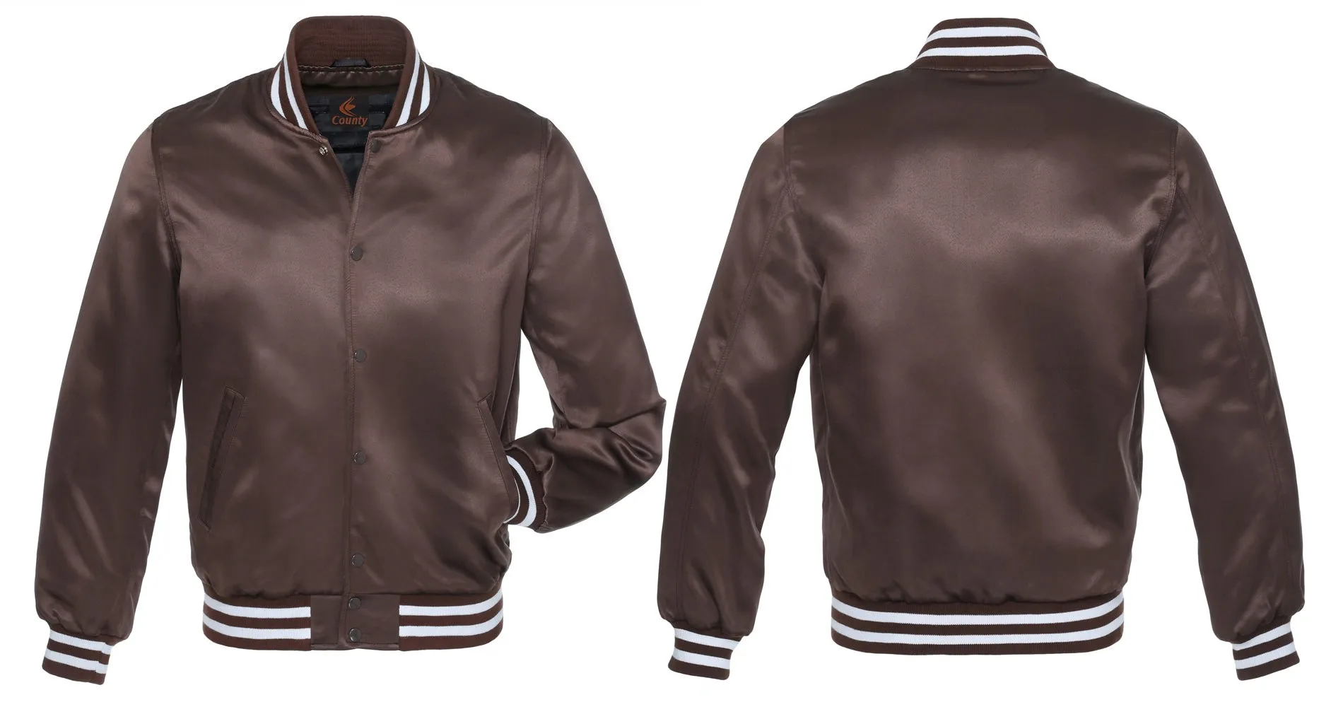 Letterman Jacket Brown Satin Jacket Ladies Varsity Jacket