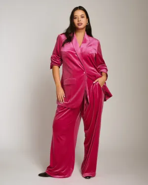 Luxe Belted Velvet Pant - Cerise