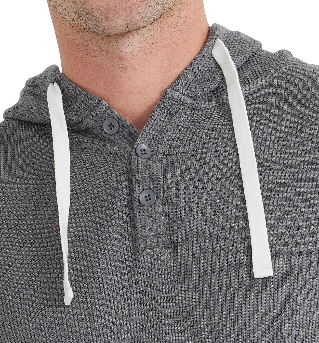 Men's Bamboo Waffle Hoodie - Steel Grey