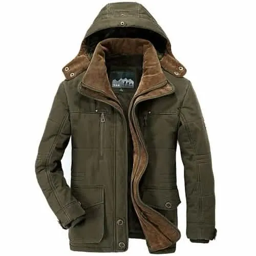 Men's Fleece-Lined Insulated Hooded Winter Parka Coat