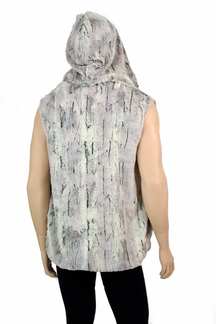 Mens Minky Faux Fur Hooded Vest