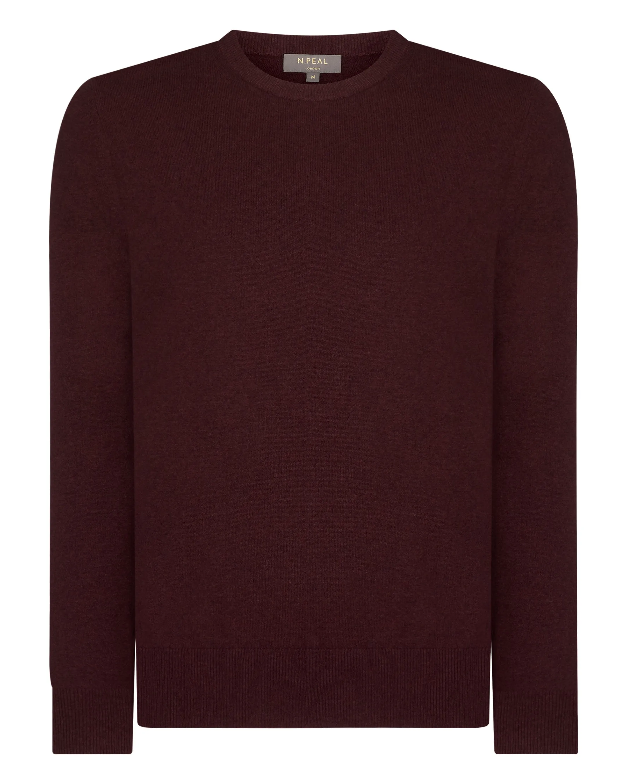 Men's Oxford Round Neck Cashmere Jumper Claret Red